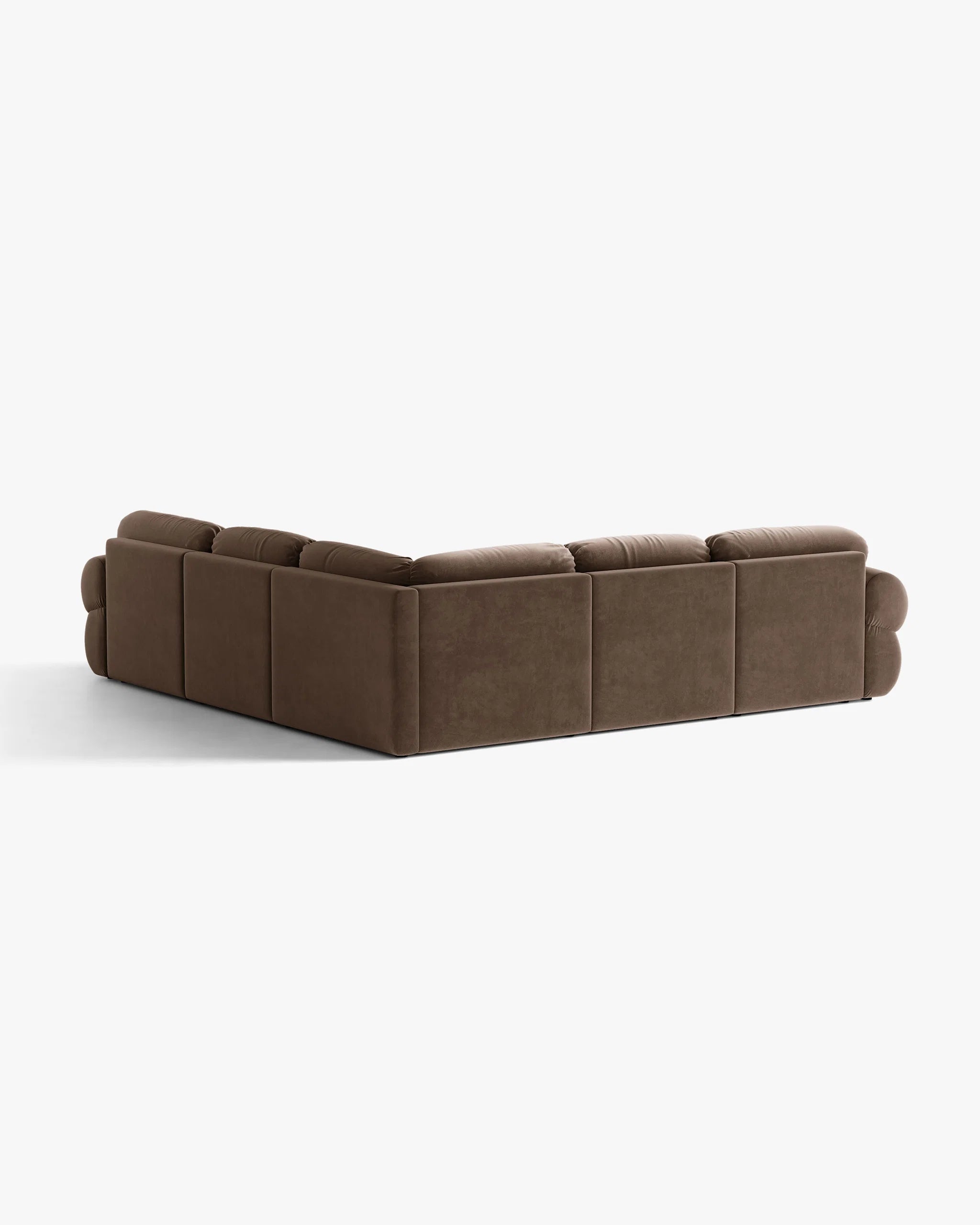 Symmetrical Velvet Corner Sofa OPHELIA in Chocolate