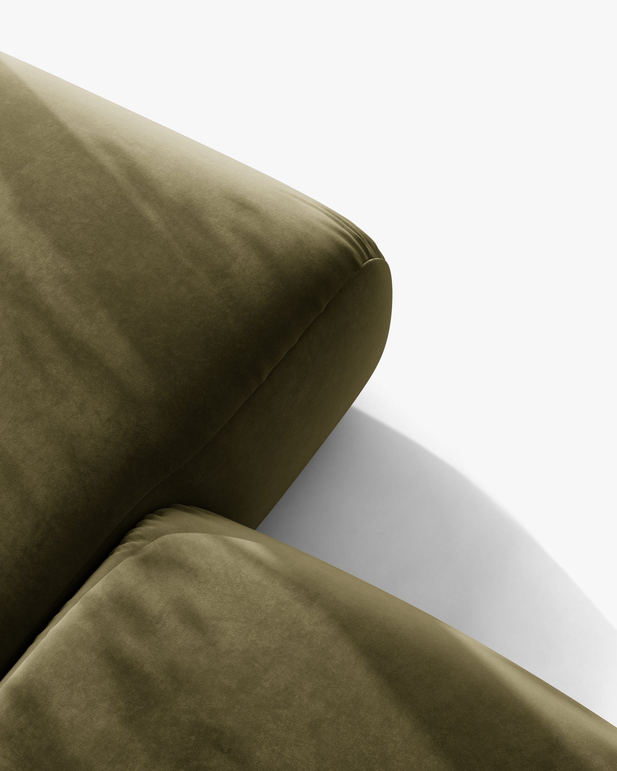 Symmetrical velvet corner sofa OPHELIA in olive green