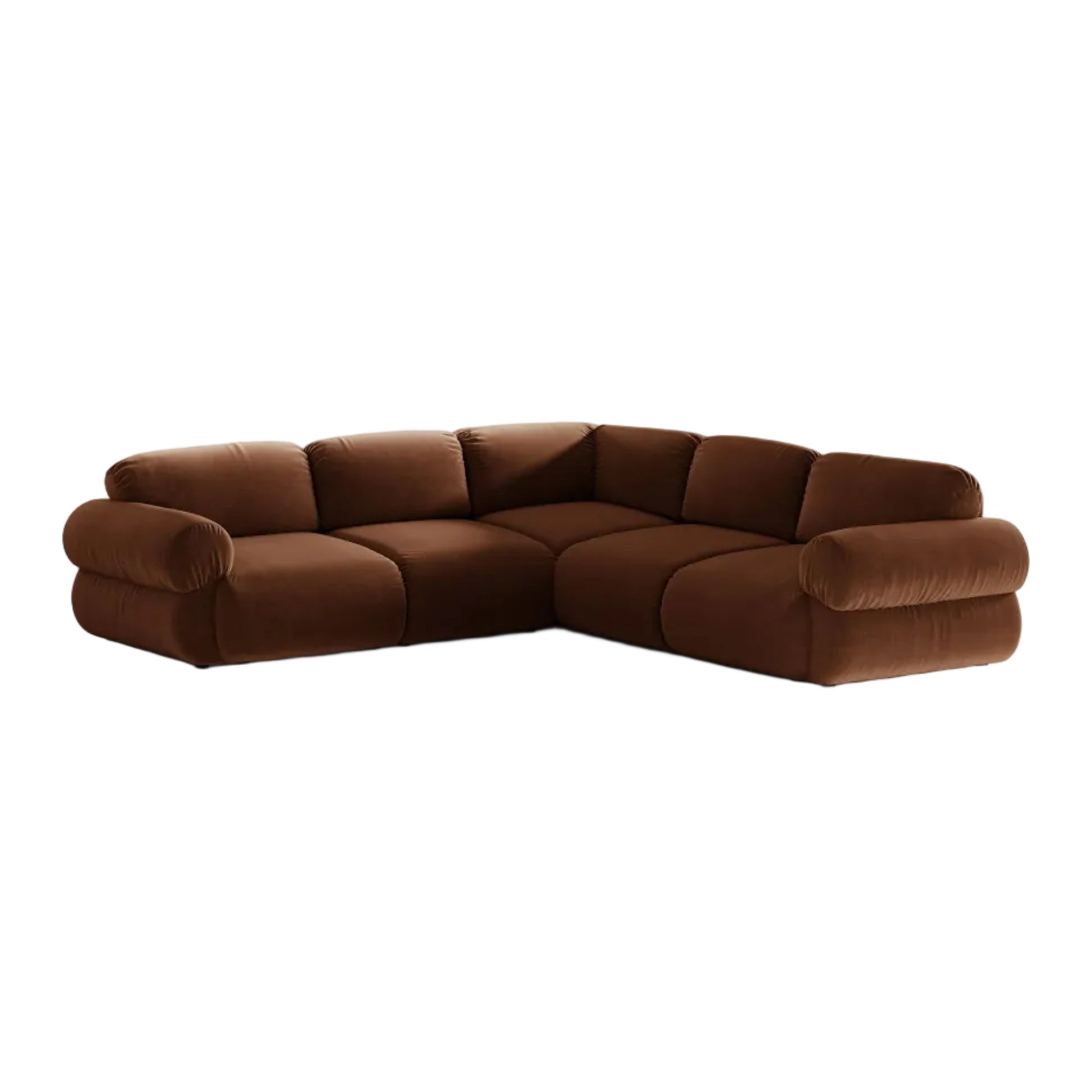 Symmetrical Velvet Corner Sofa OPHELIA in Brown