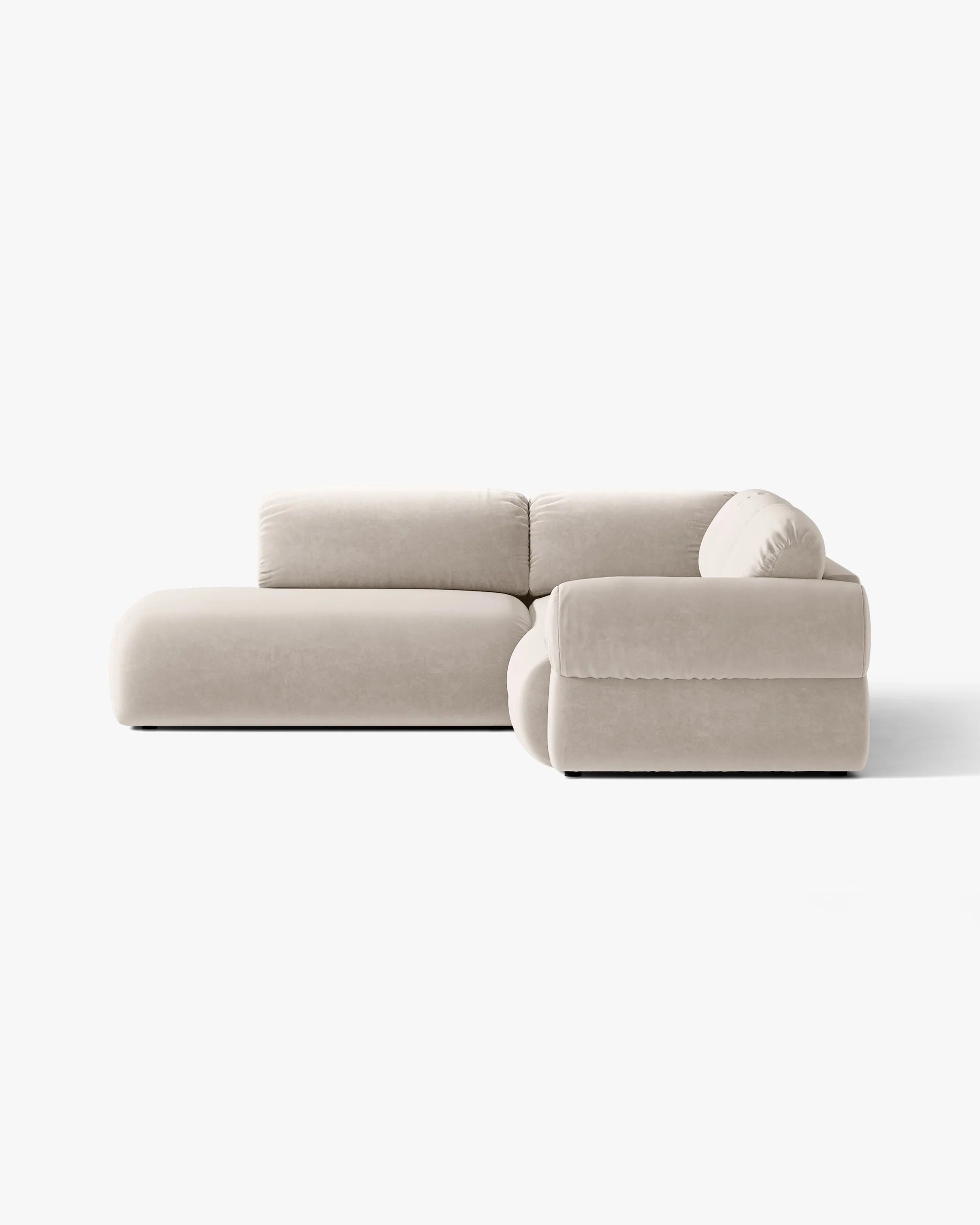 Velvet left-facing corner sofa OPHELIA in beige