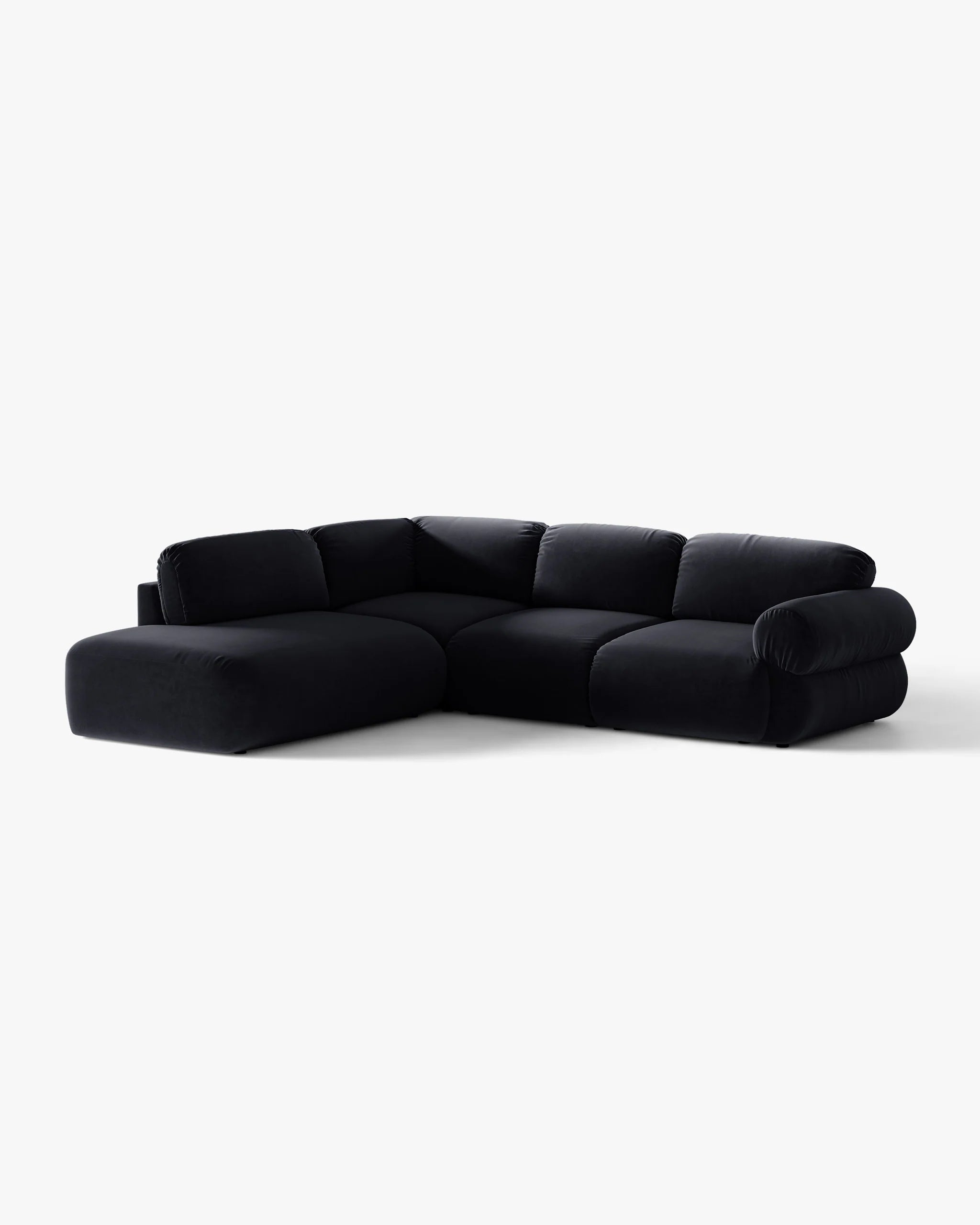 Left-facing velvet corner sofa OPHELIA royal blue