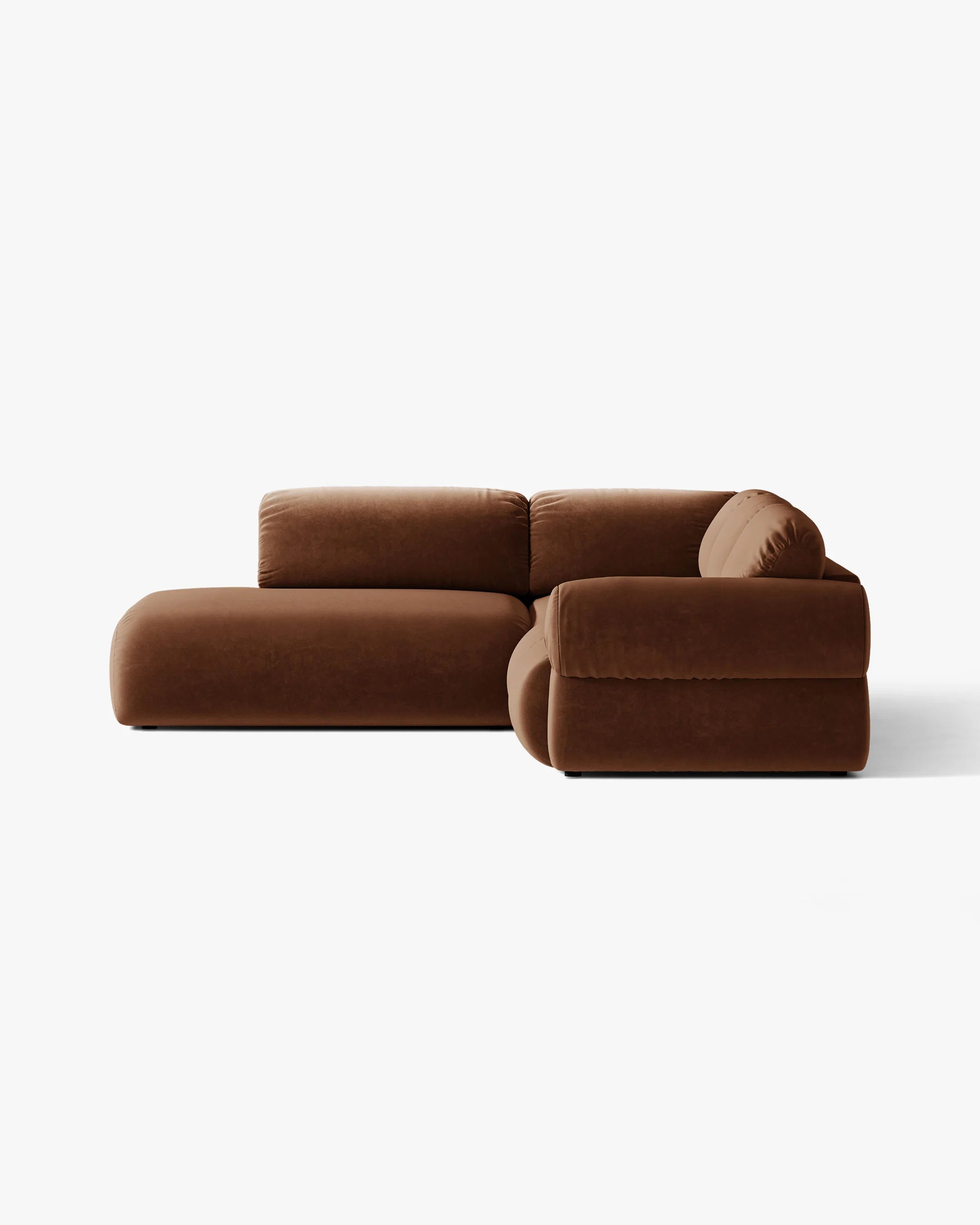 Velvet left-facing corner sofa OPHELIA in brown