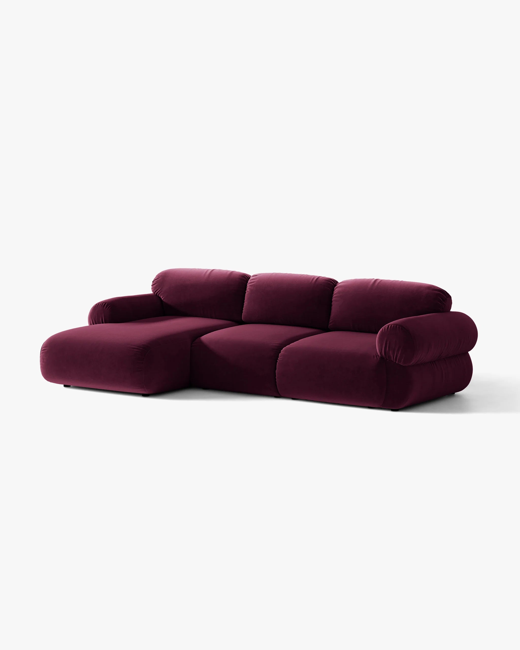 3-Seater Velvet Corner Sofa Left Side OPHELIA Burgundy
