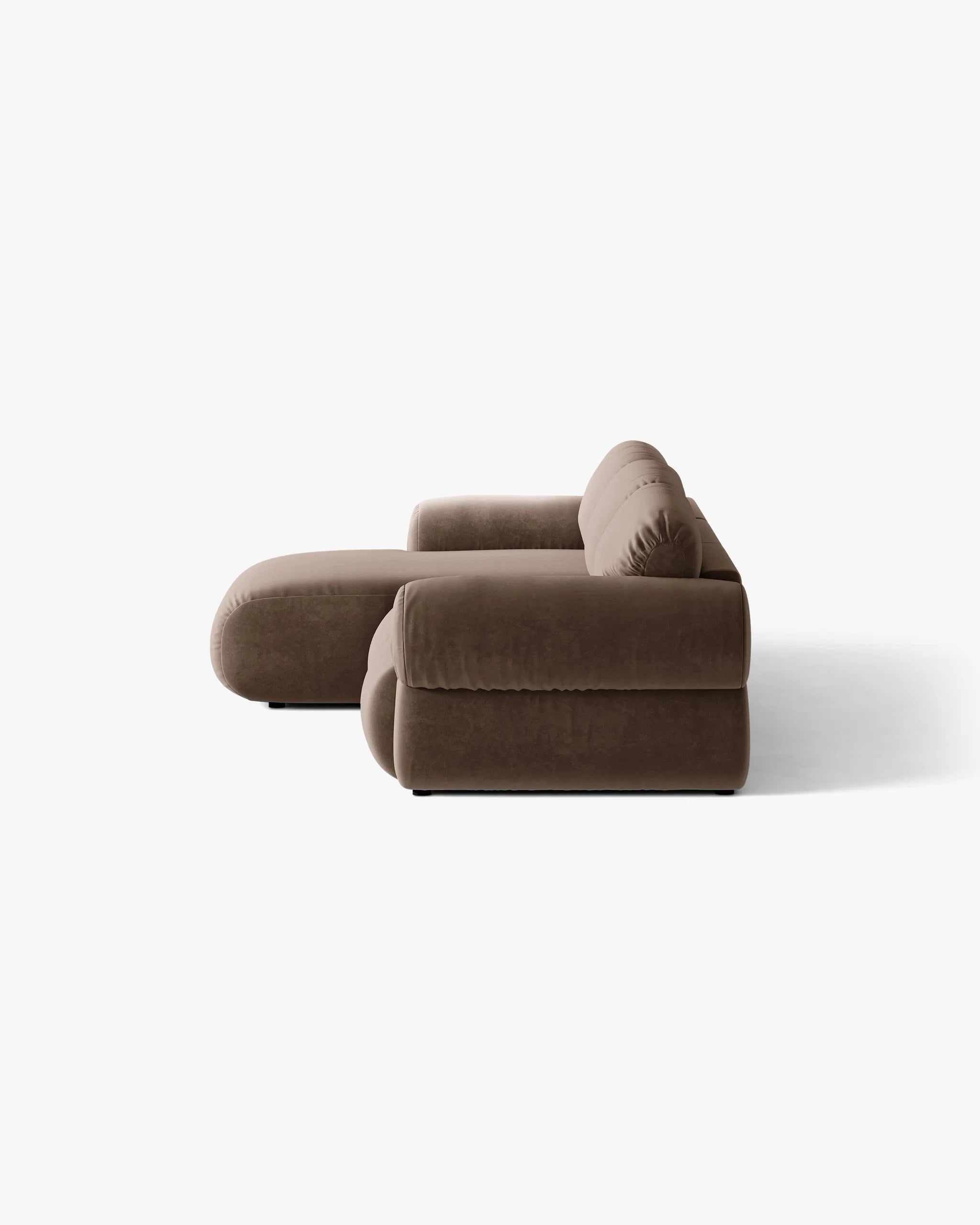 3-Seater Velvet Corner Sofa OPHELIA Left-Handed Chocolate