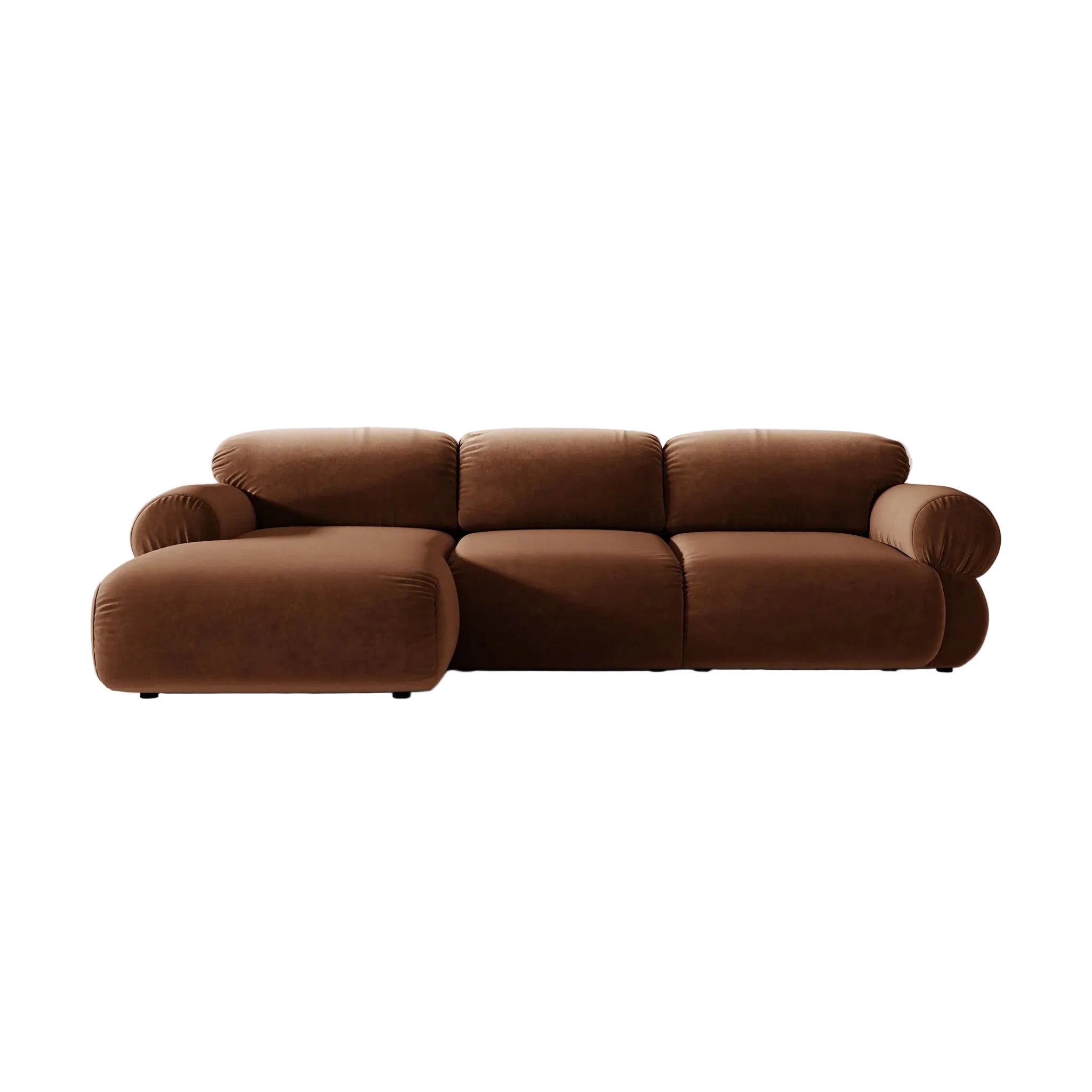 3-Seater Velvet Corner Sofa OPHELIA Left-Handed Brown