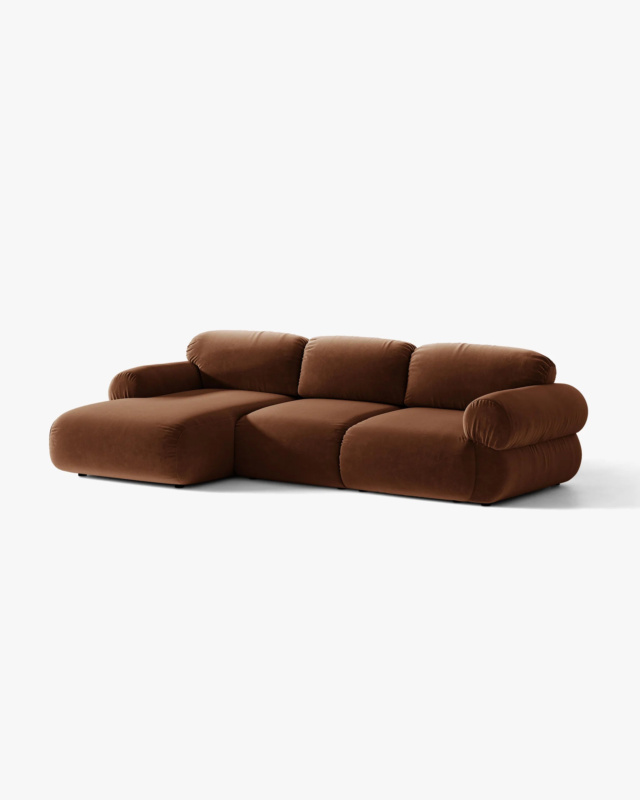 3-Seater Velvet Corner Sofa OPHELIA Left-Handed Brown