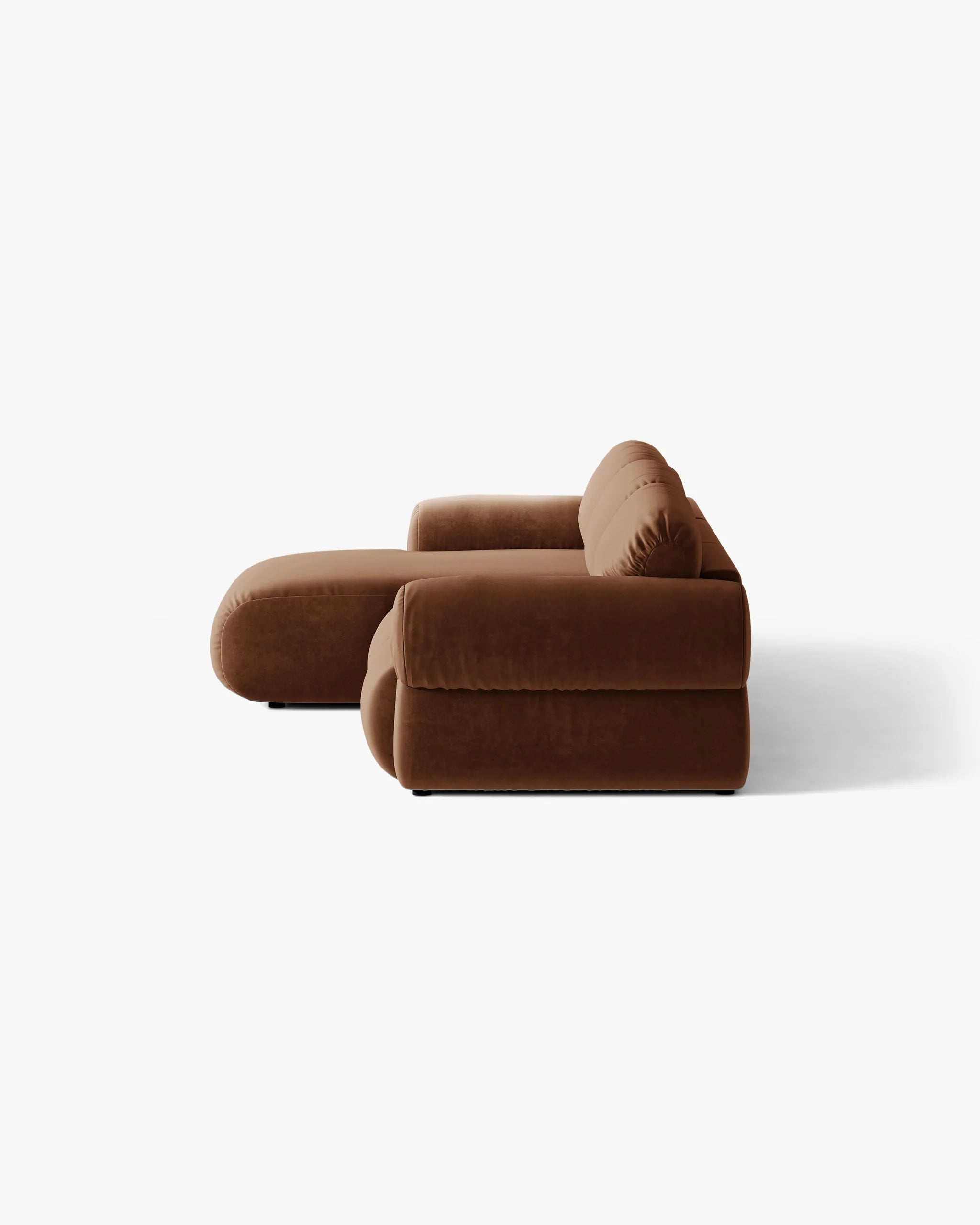 3-Seater Velvet Corner Sofa OPHELIA Left-Handed Brown