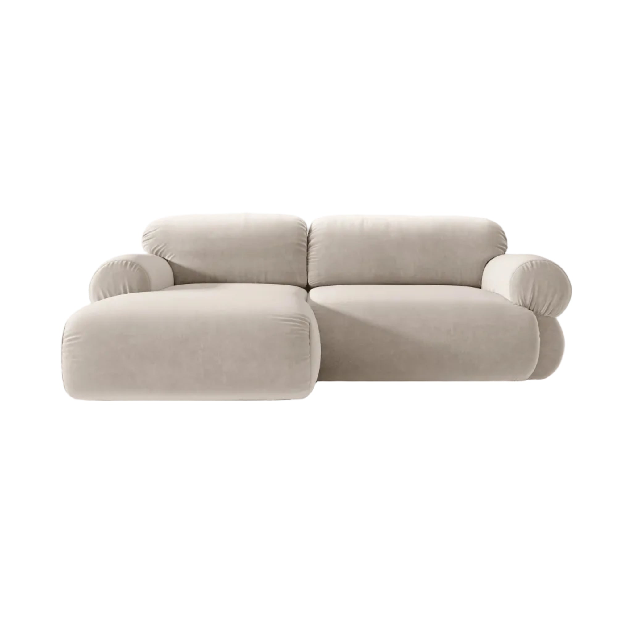 Beige Left-Handed Velvet 2-Seater Sofa OPHELIA
