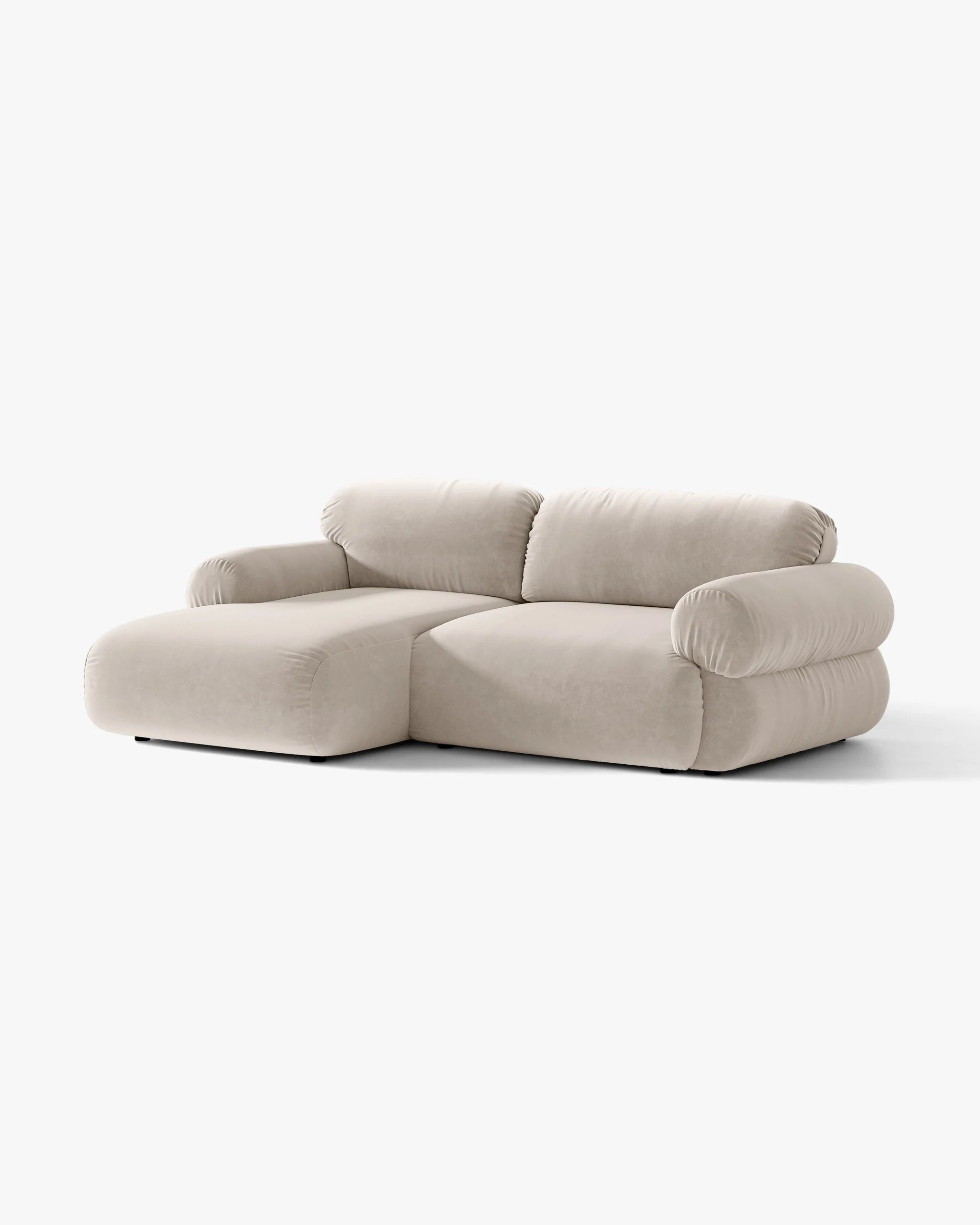 Beige Left-Handed Velvet 2-Seater Sofa OPHELIA