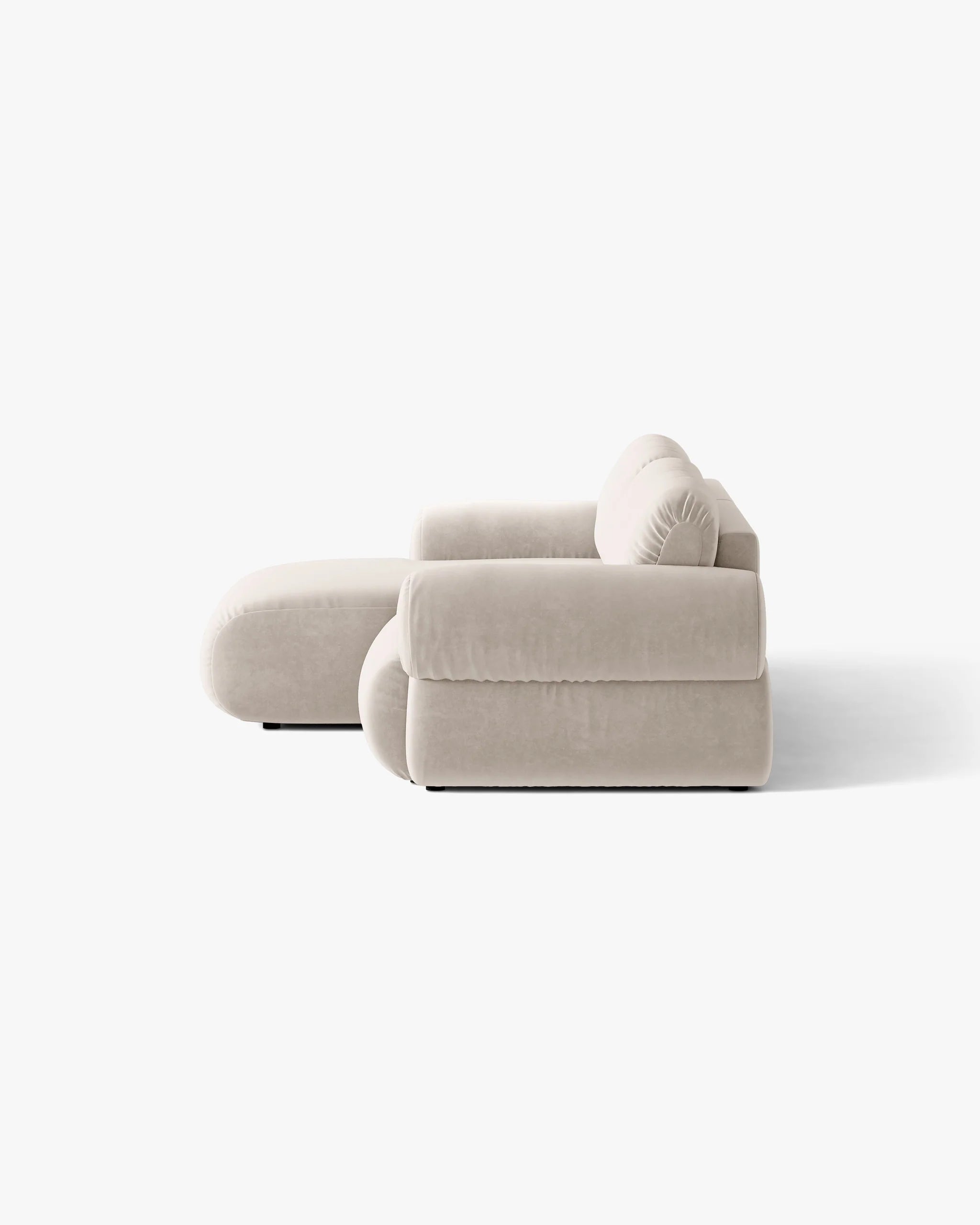 Beige Left-Handed Velvet 2-Seater Sofa OPHELIA