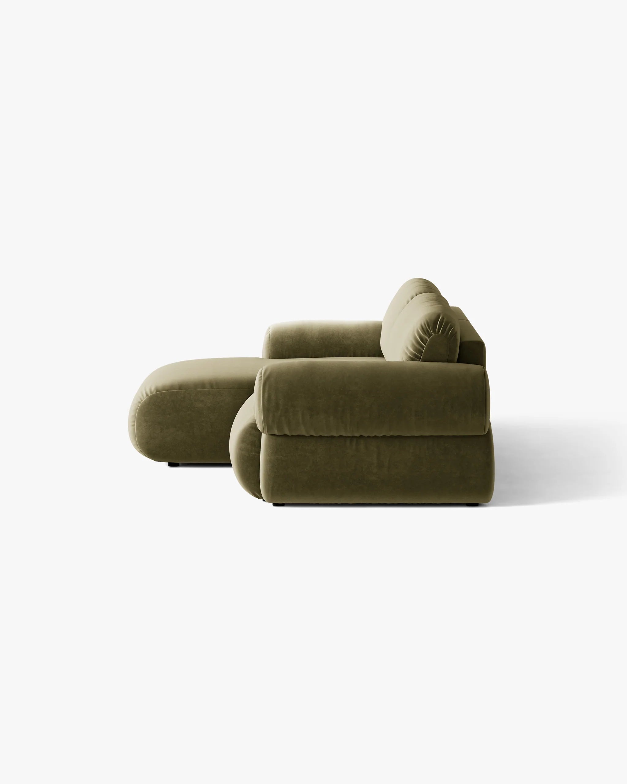 Olive Green Left-Handed Velvet 2-Seater Sofa OPHELIA