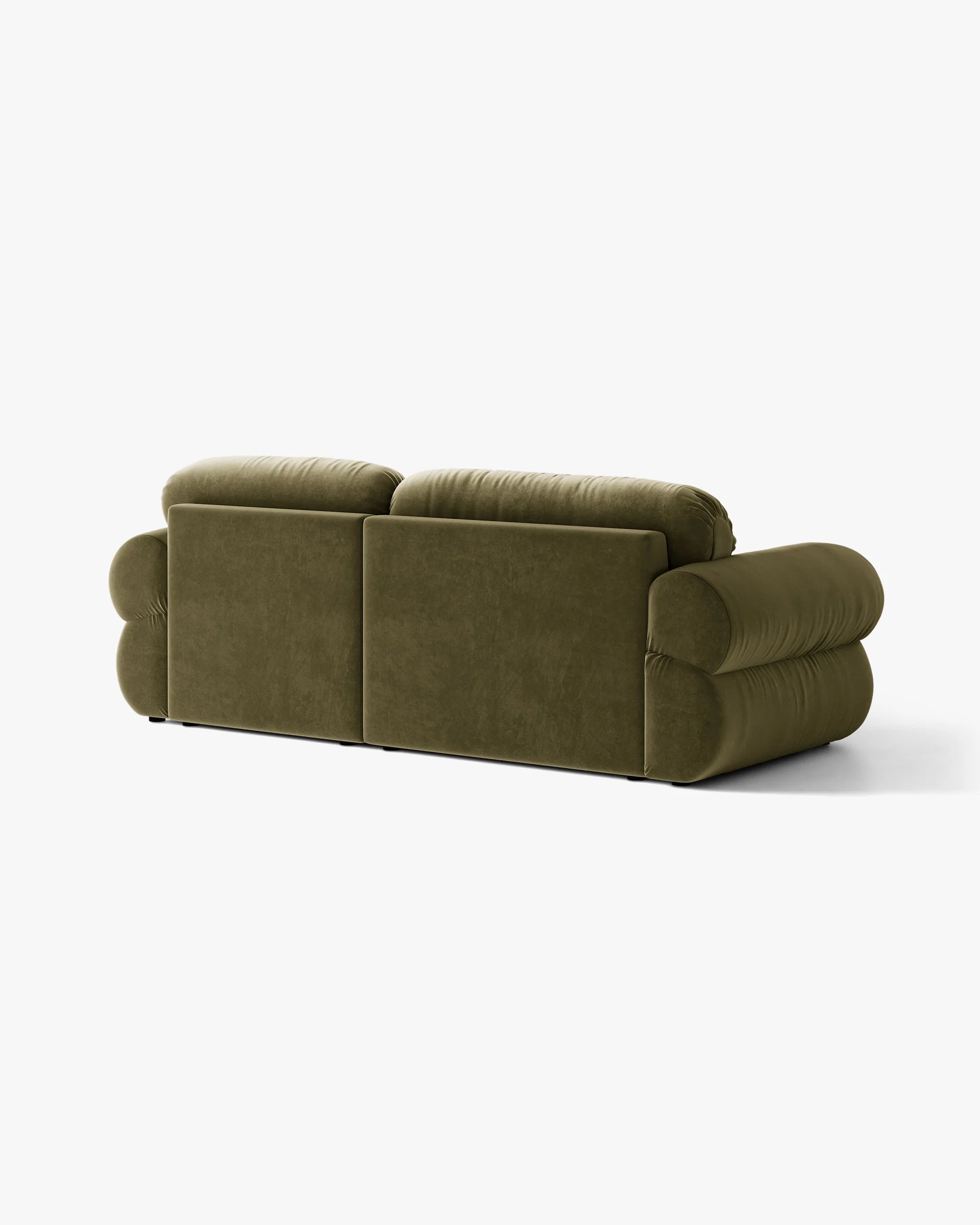 Olive Green Left-Handed Velvet 2-Seater Sofa OPHELIA