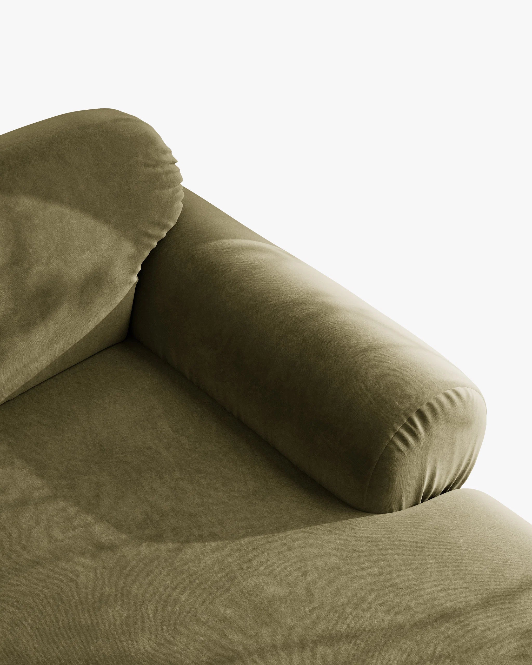 Olive Green Left-Handed Velvet 2-Seater Sofa OPHELIA
