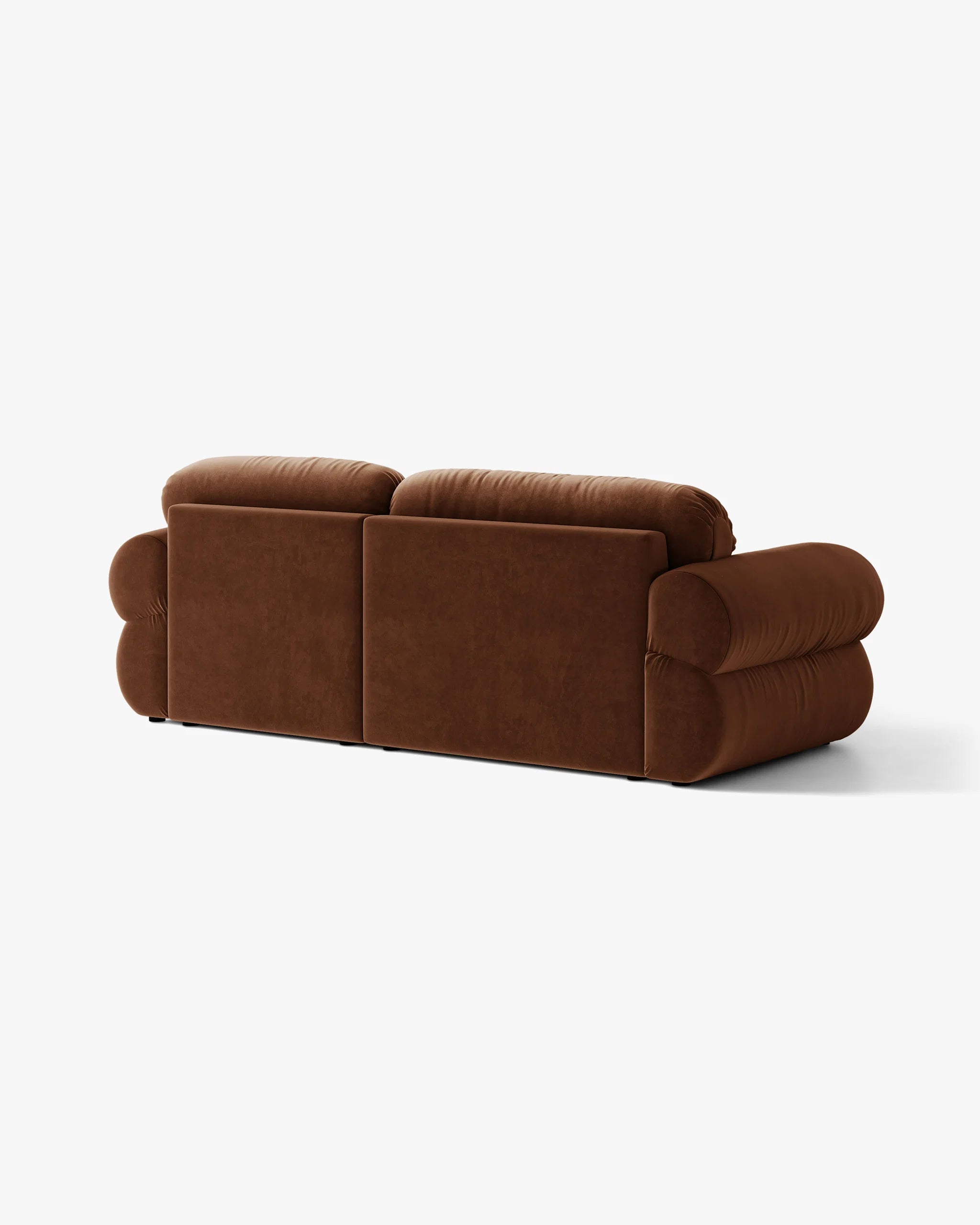 Left-facing velvet 2-seater corner sofa OPHELIA in brown