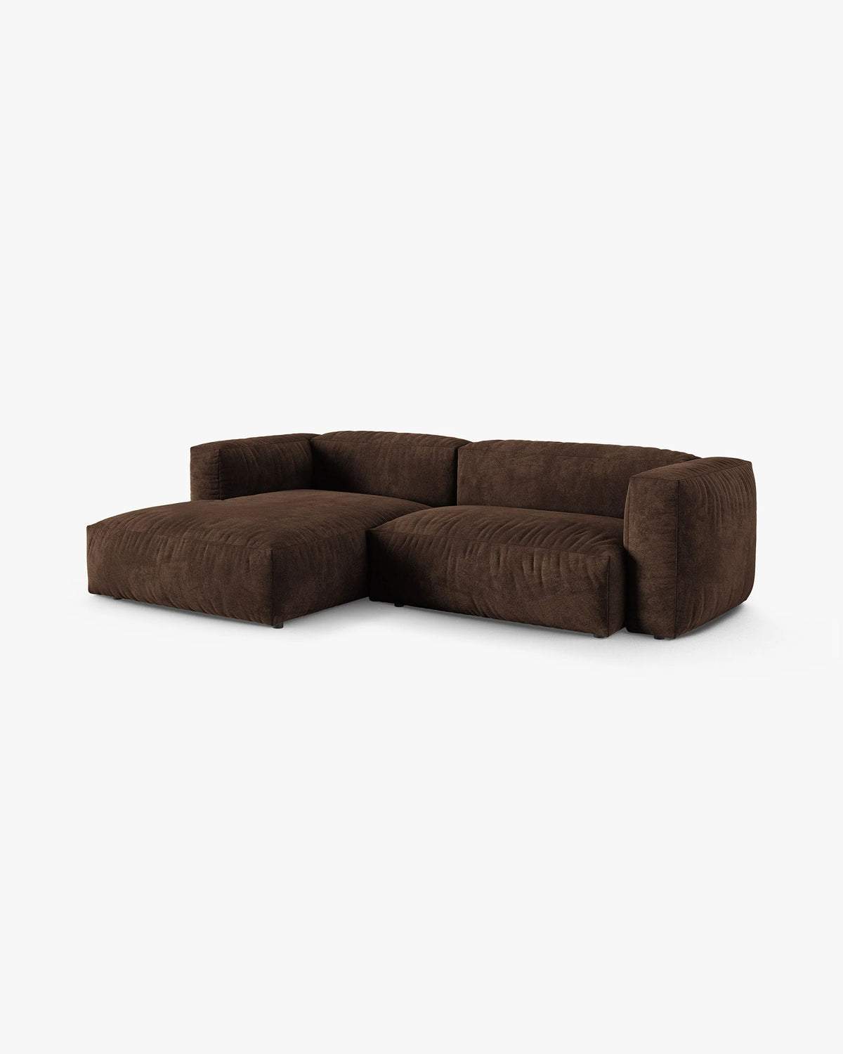 Velvet left-facing 2-seater corner sofa MARTINA XL chocolate