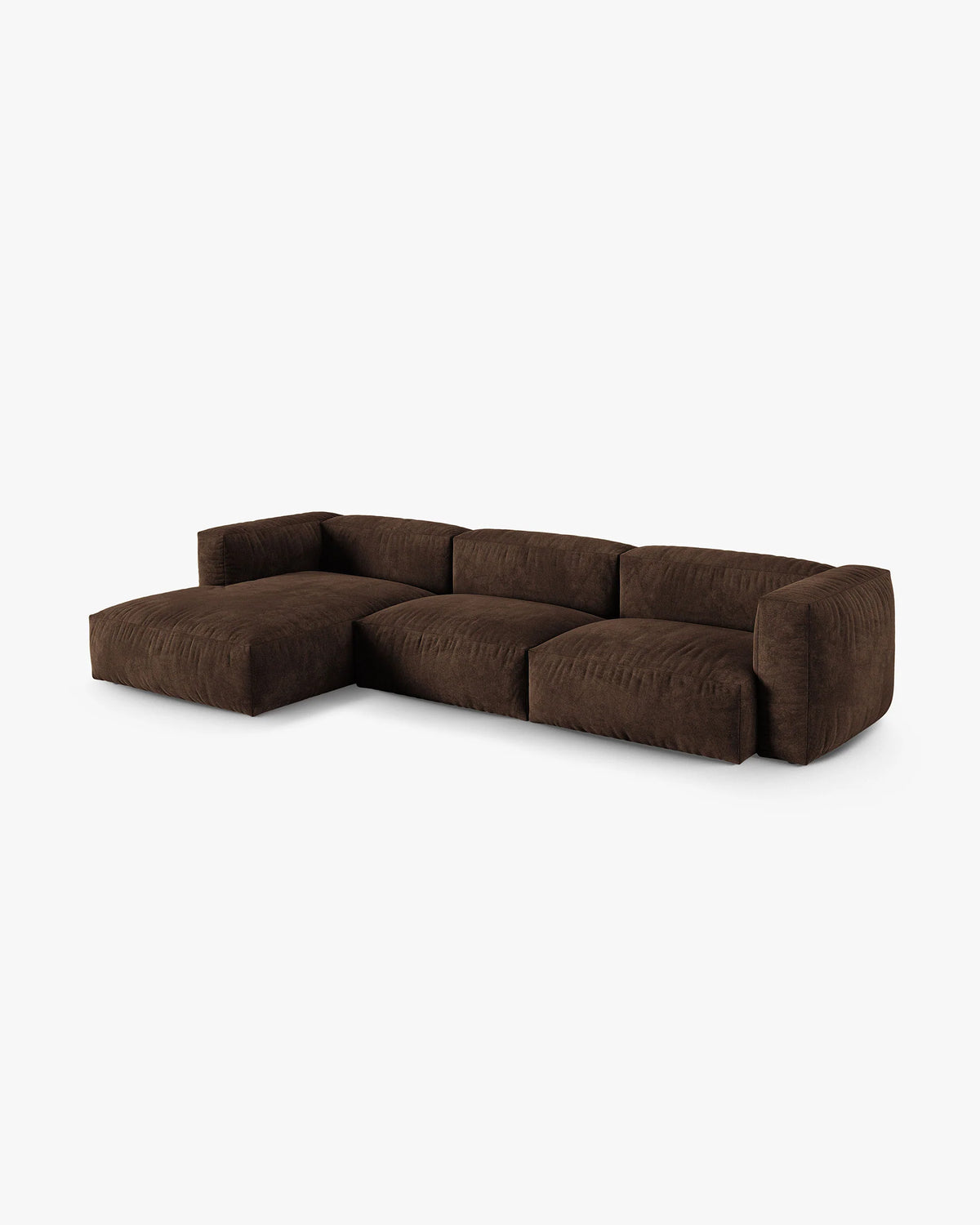 Left-facing 3-seater velvet sofa MARTINA XL chocolate