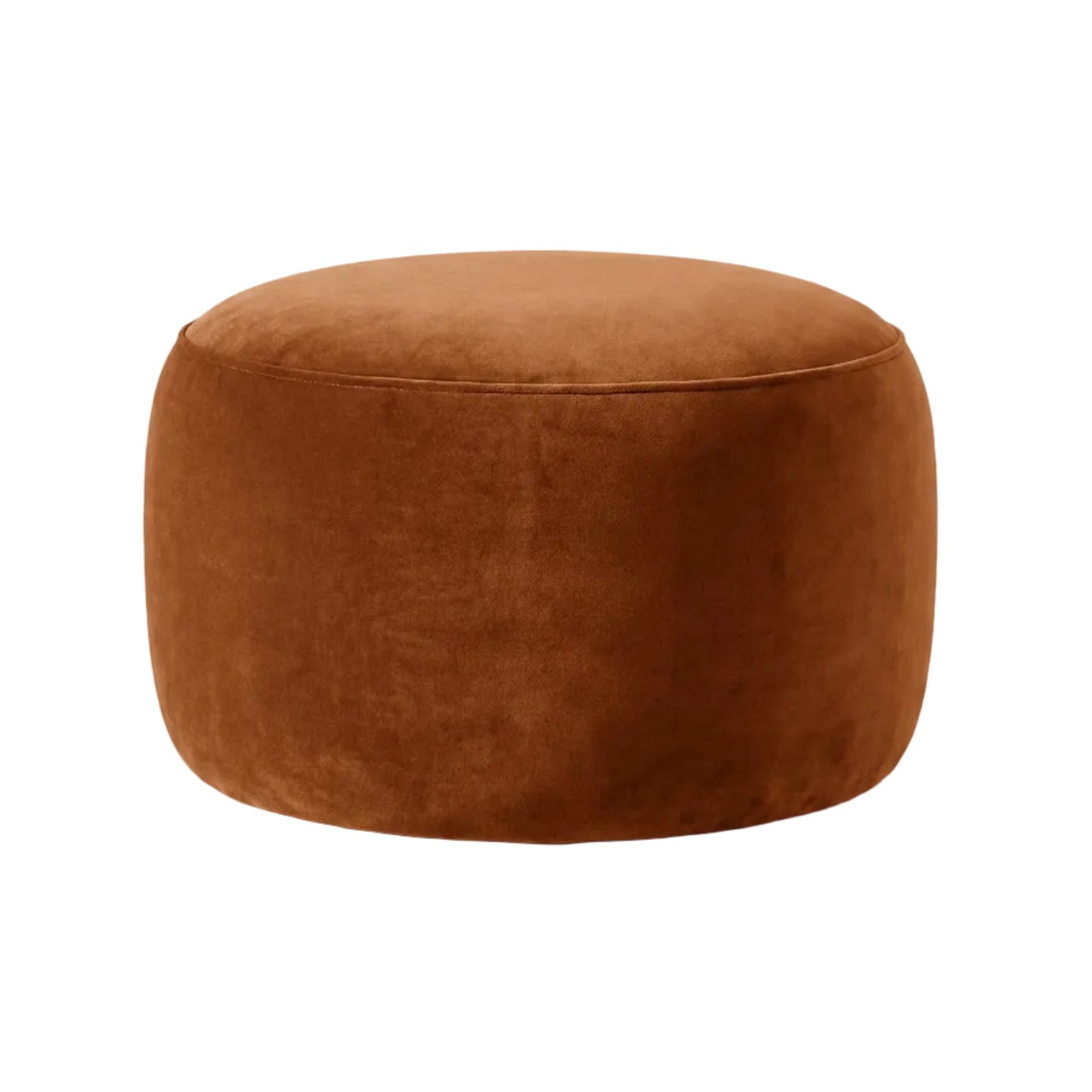 Velvet pouf AMALTA in brick red