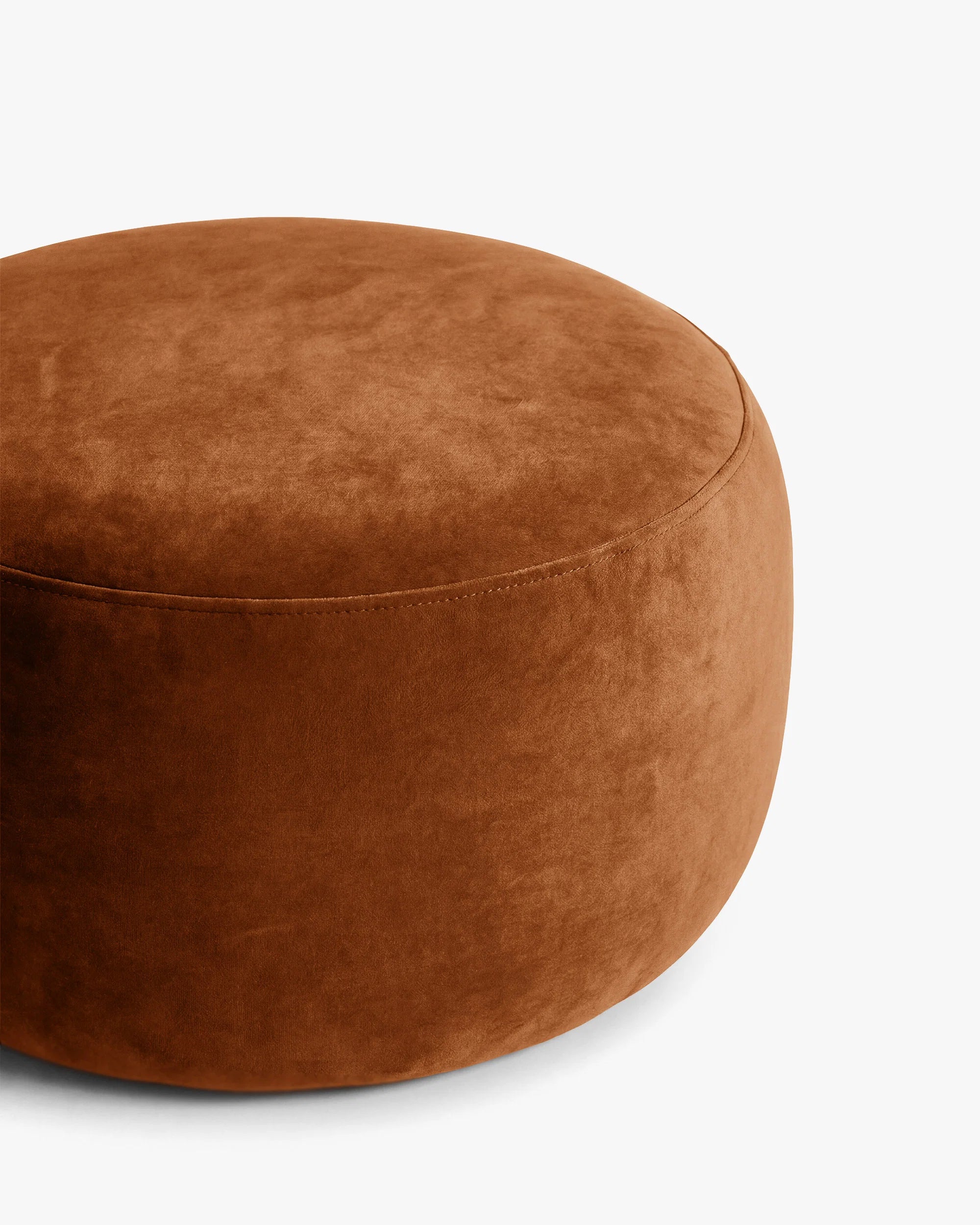 Velvet pouf AMALTA in brick red