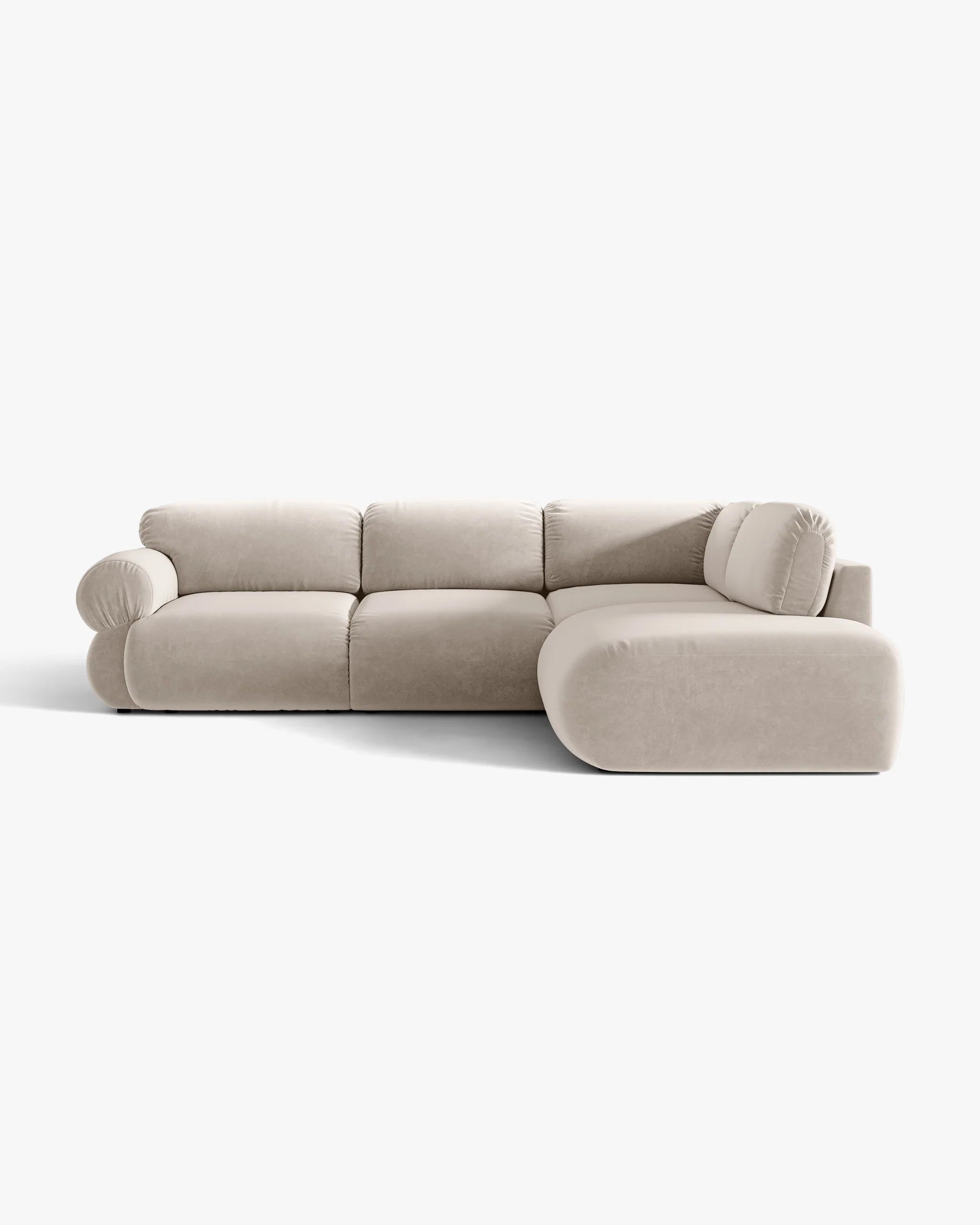 Right-facing velvet corner sofa OPHELIA beige