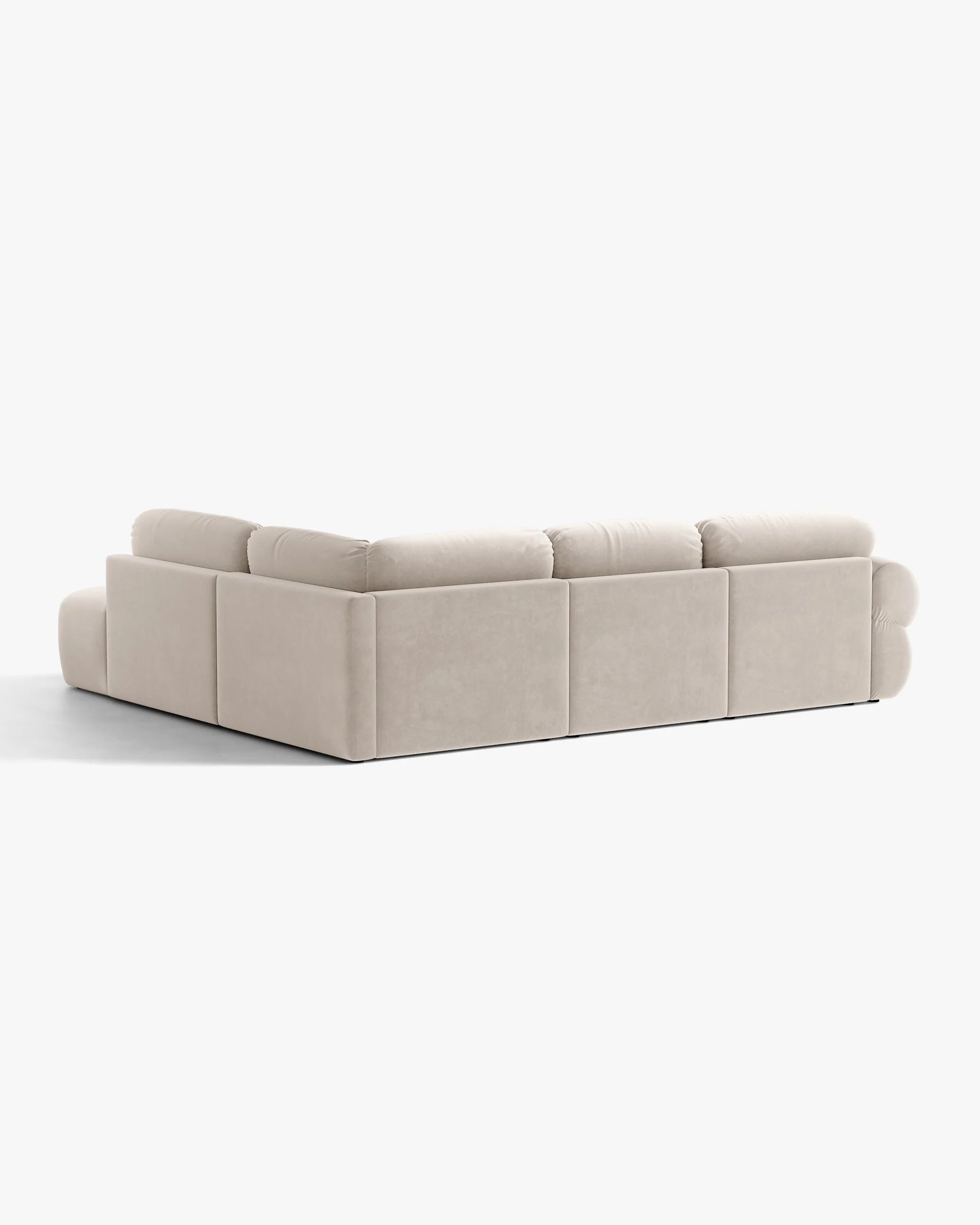 Right-facing velvet corner sofa OPHELIA beige