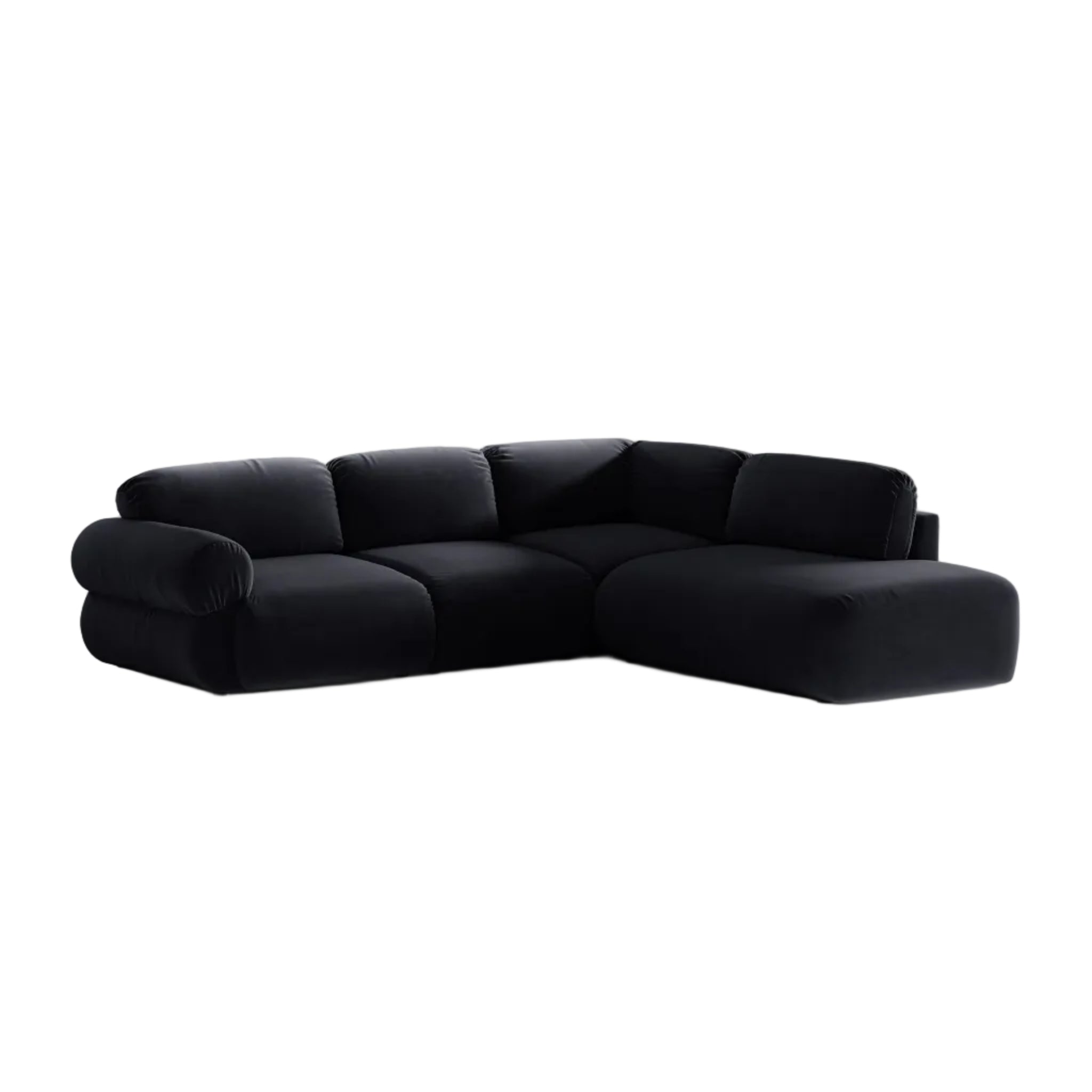 Right-facing velvet corner sofa OPHELIA royal blue