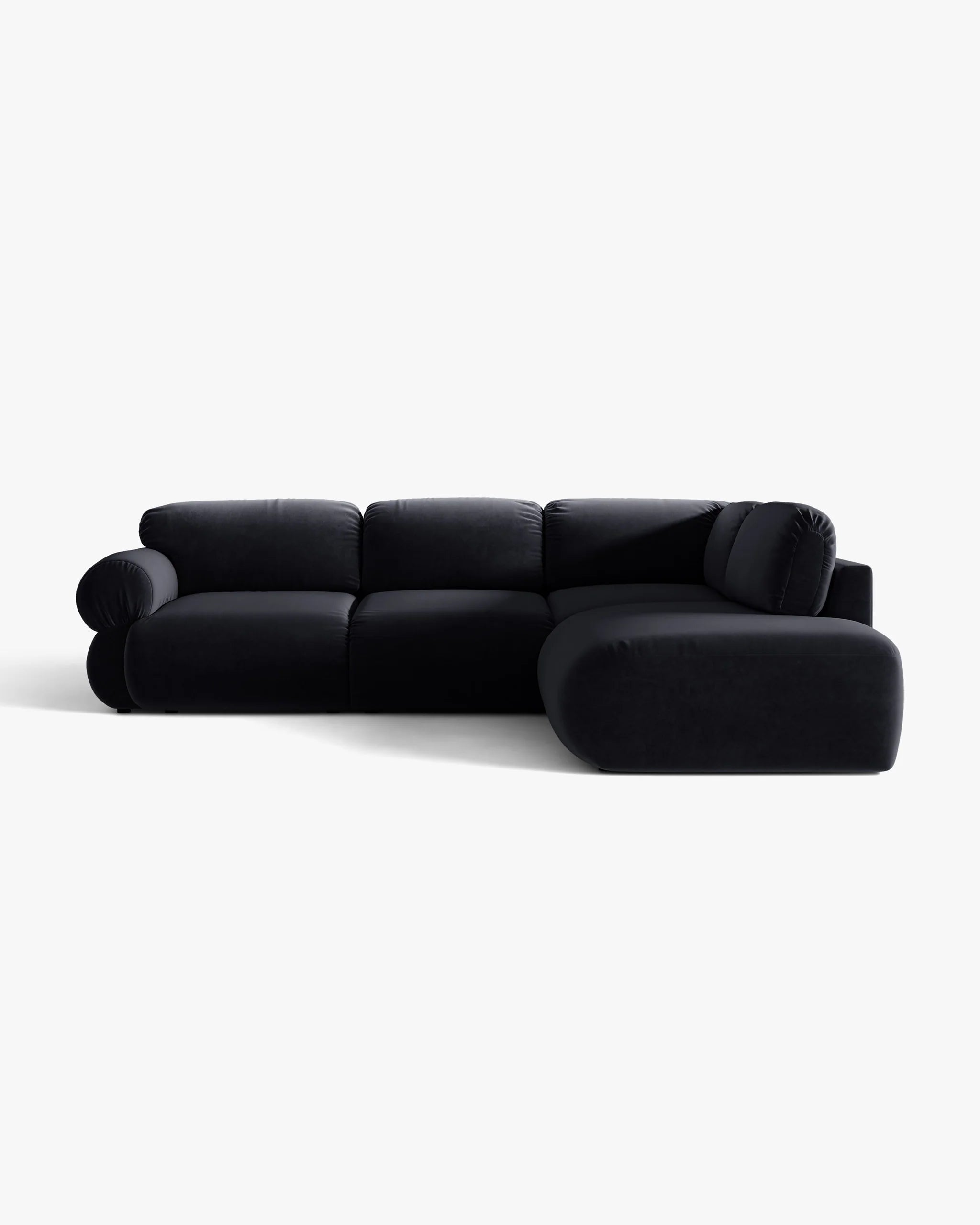 Right-facing velvet corner sofa OPHELIA royal blue