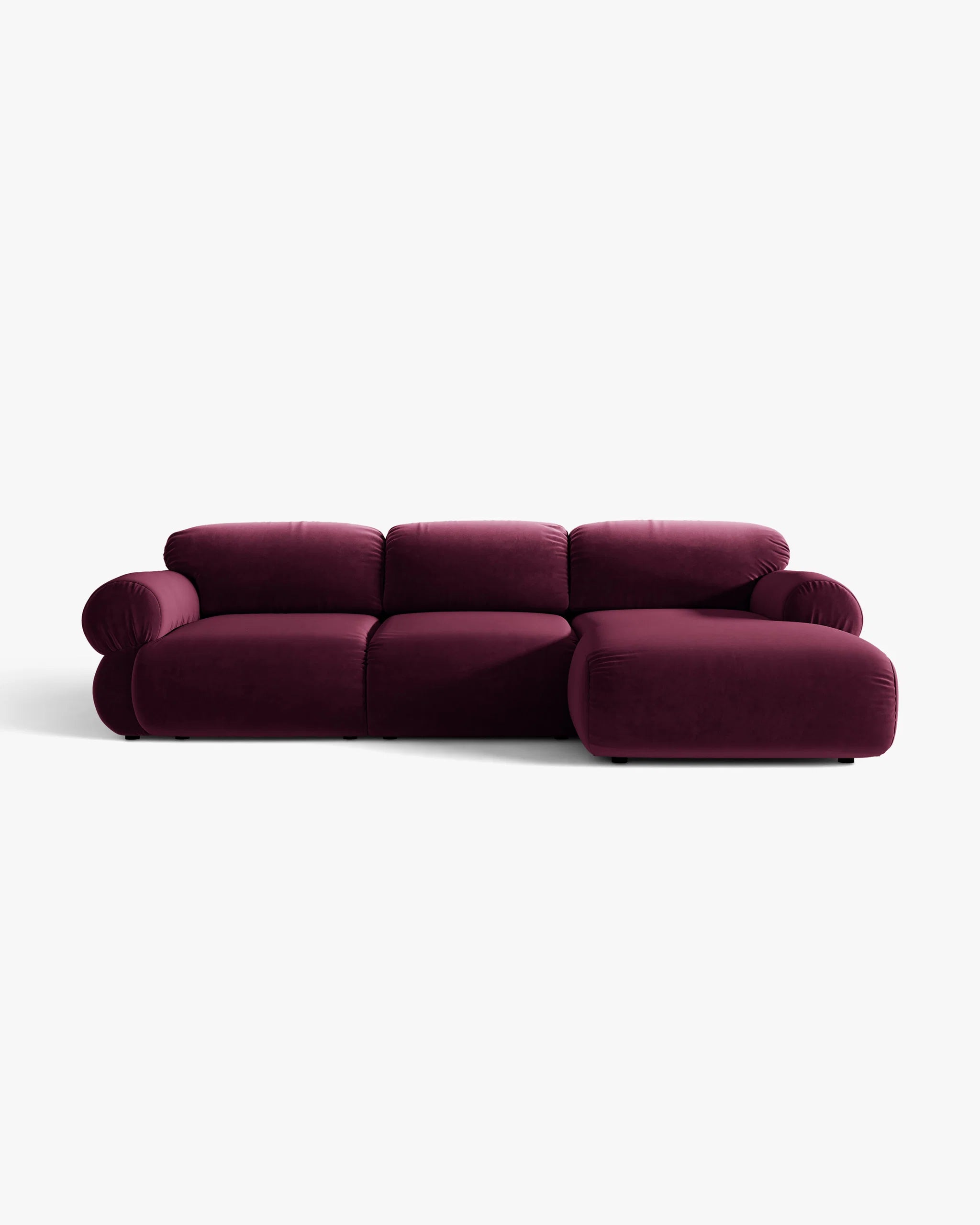 3-Seater Velvet Corner Sofa Right-Hand OPHELIA Burgundy