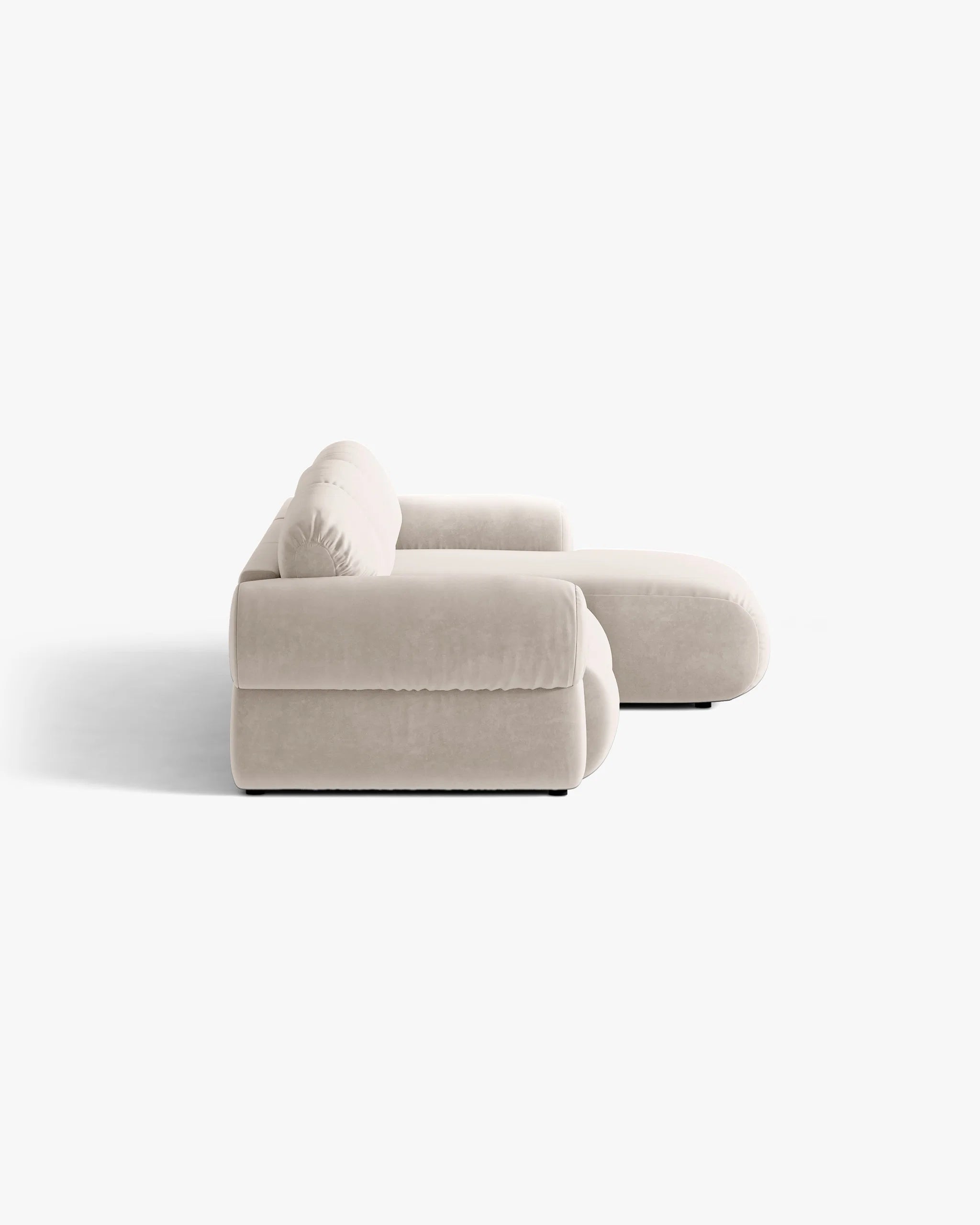 Beige Velvet Right-Handed 3-Seater Sofa OPHELIA