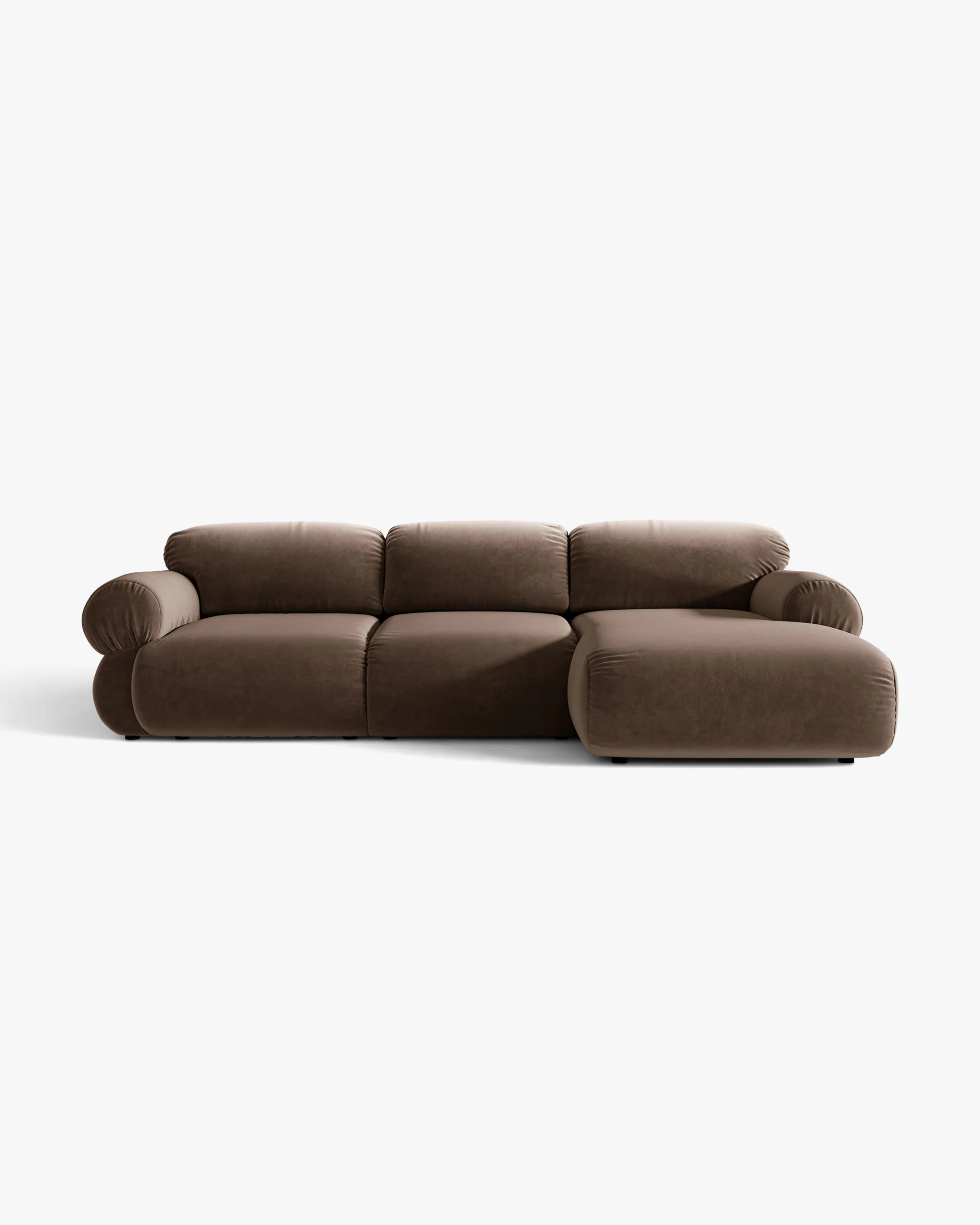3-Seater Velvet Corner Sofa OPHELIA Right-Hand Chocolate