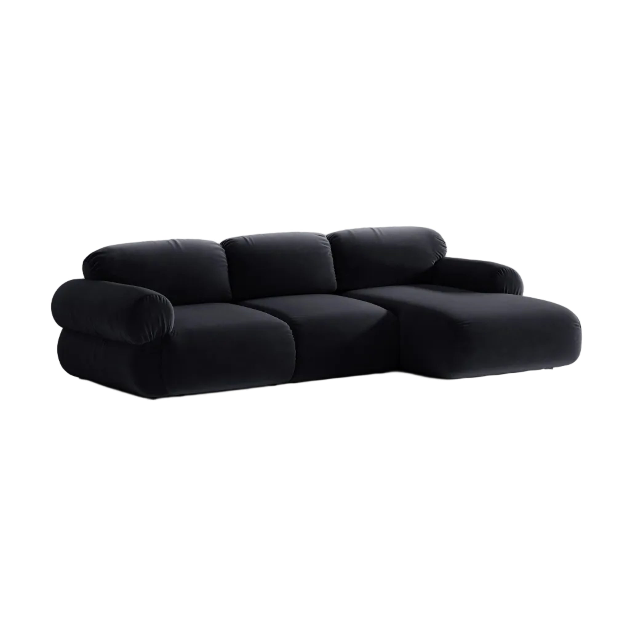 Right-facing 3-seater velvet corner sofa OPHELIA in royal blue