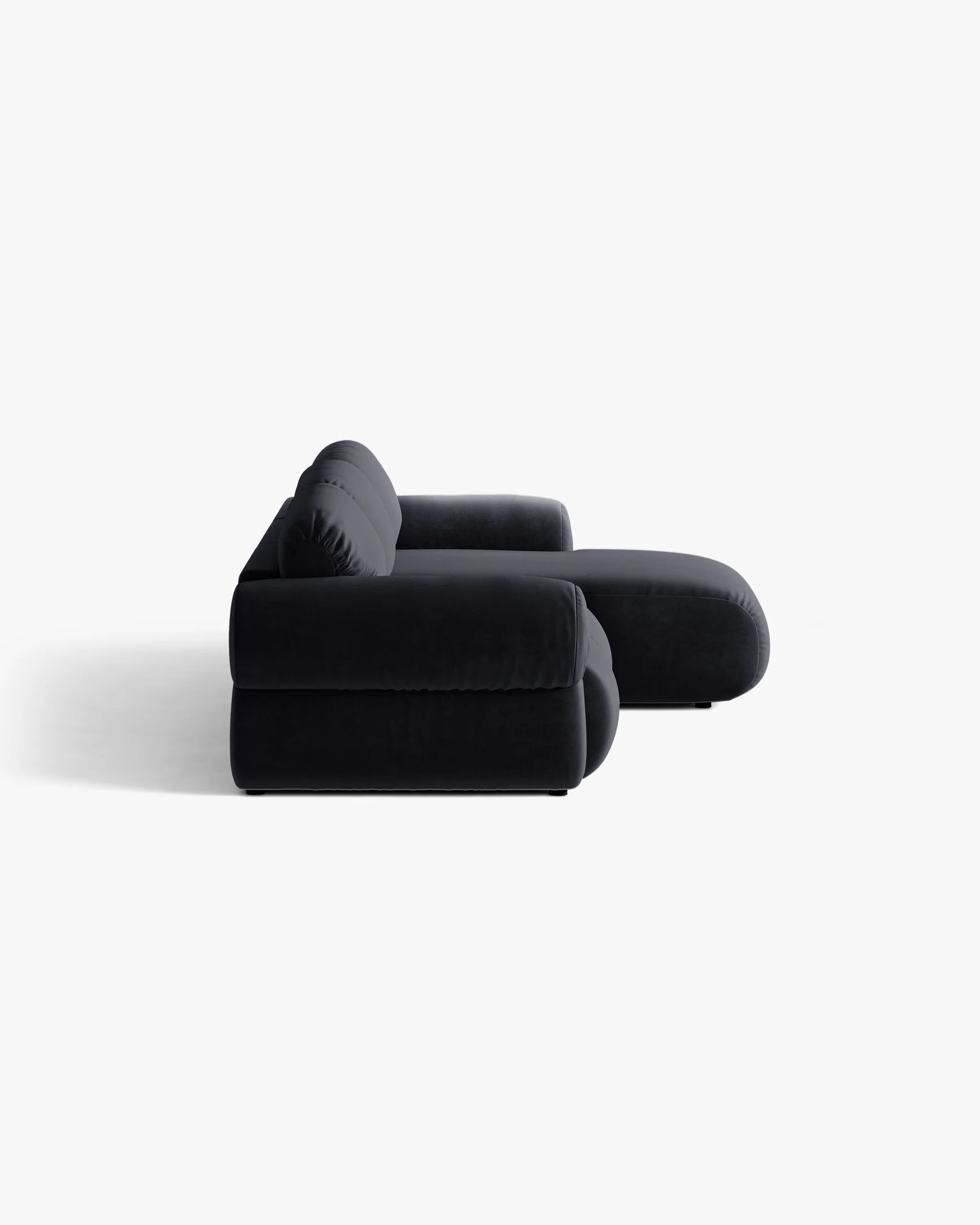 Right-facing 3-seater velvet corner sofa OPHELIA in royal blue