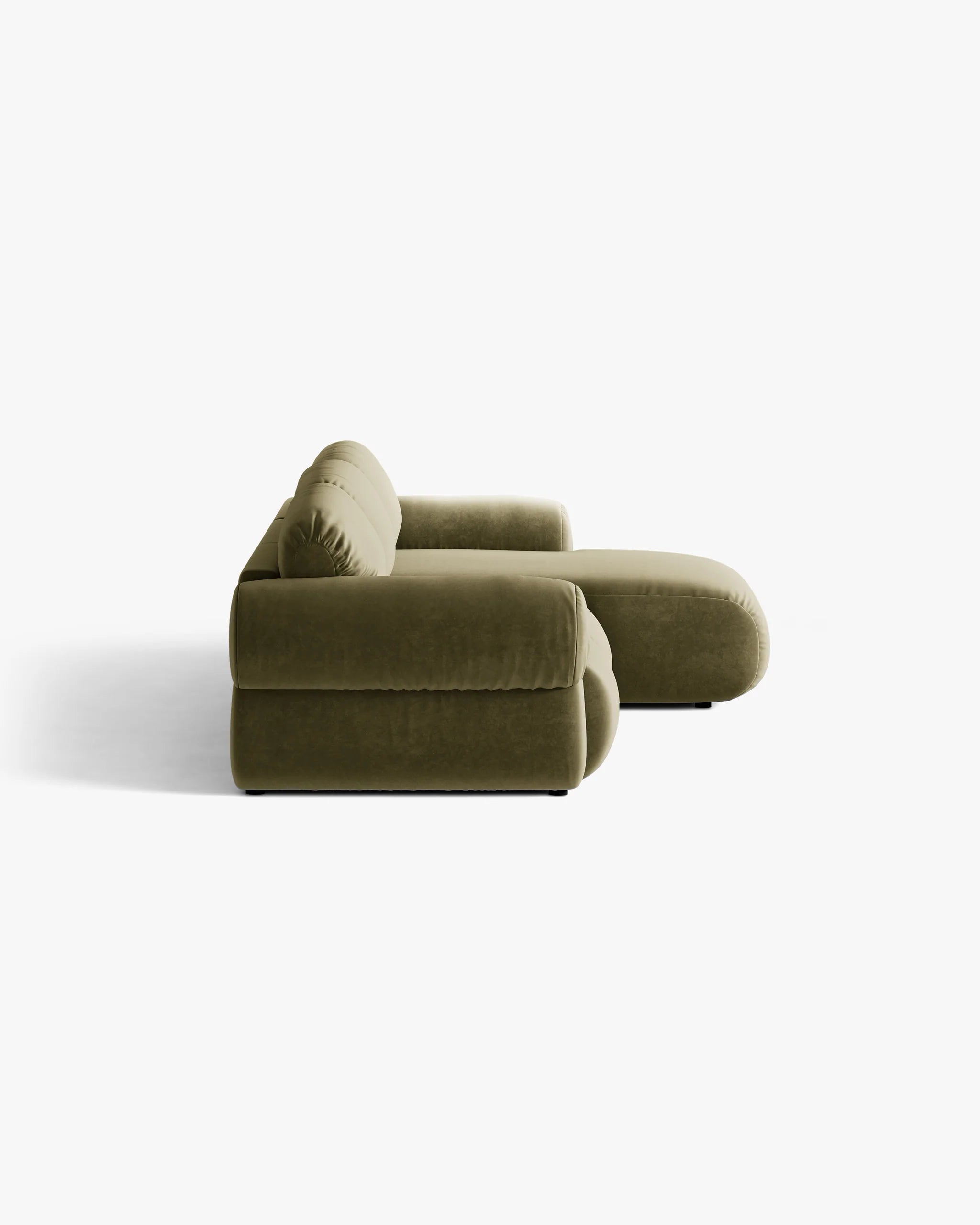 3-Seater Velvet Corner Sofa Right-Handed OPHELIA Olive Green
