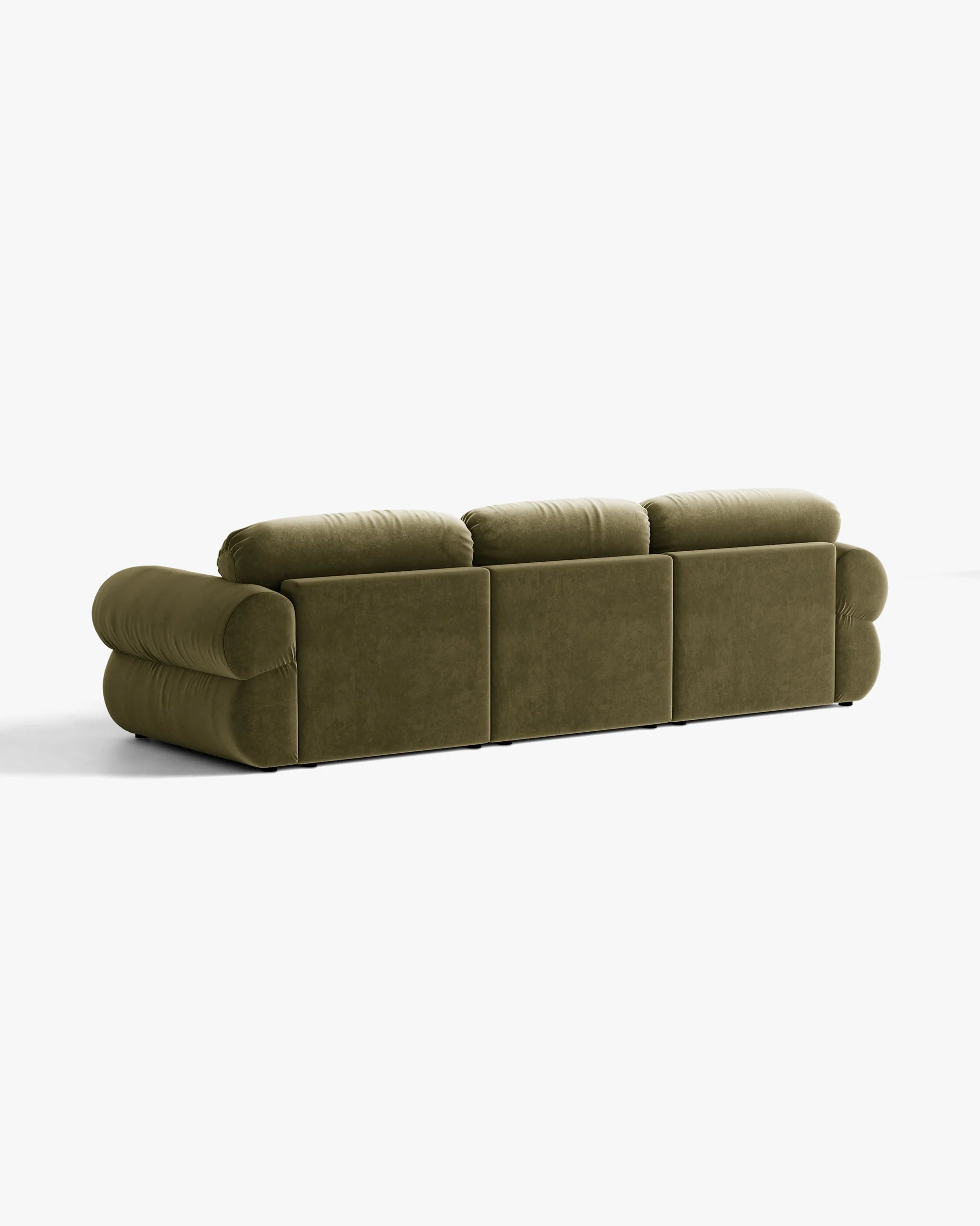 3-Seater Velvet Corner Sofa Right-Handed OPHELIA Olive Green