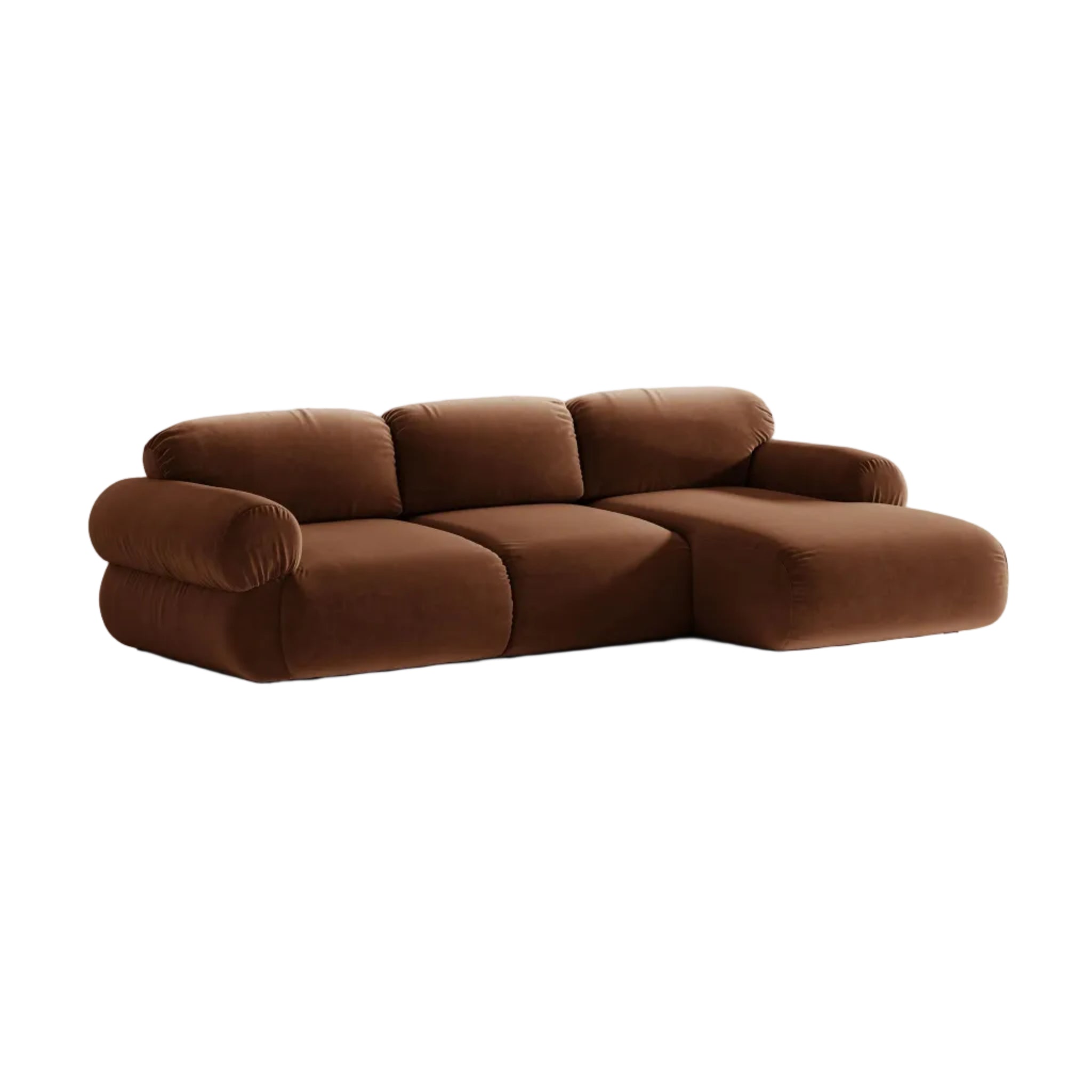 3-Seater Velvet Corner Sofa OPHELIA Right-Hand Side Brown