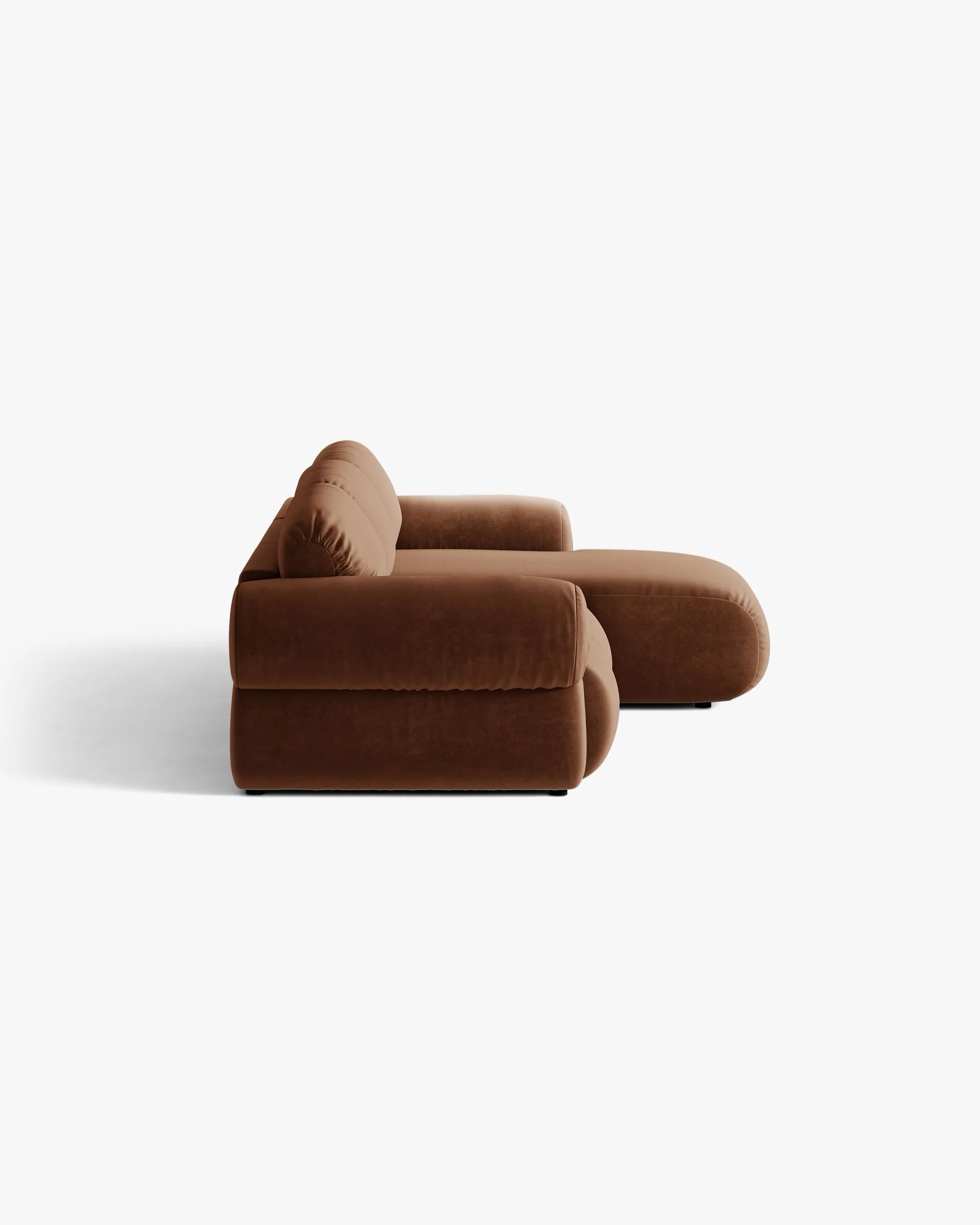 3-Seater Velvet Corner Sofa OPHELIA Right-Hand Side Brown