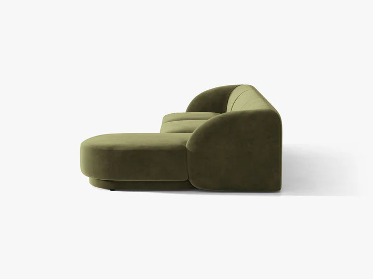 Velvet corner sofa for 4 people right-facing MILEY green