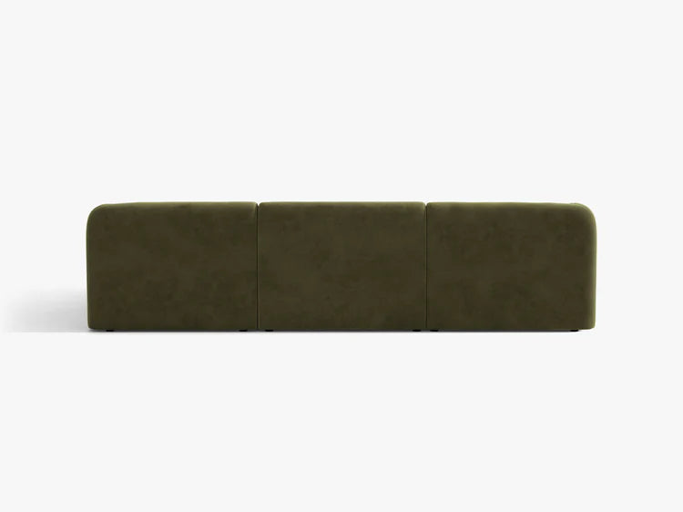 Velvet corner sofa for 4 people right-facing MILEY green