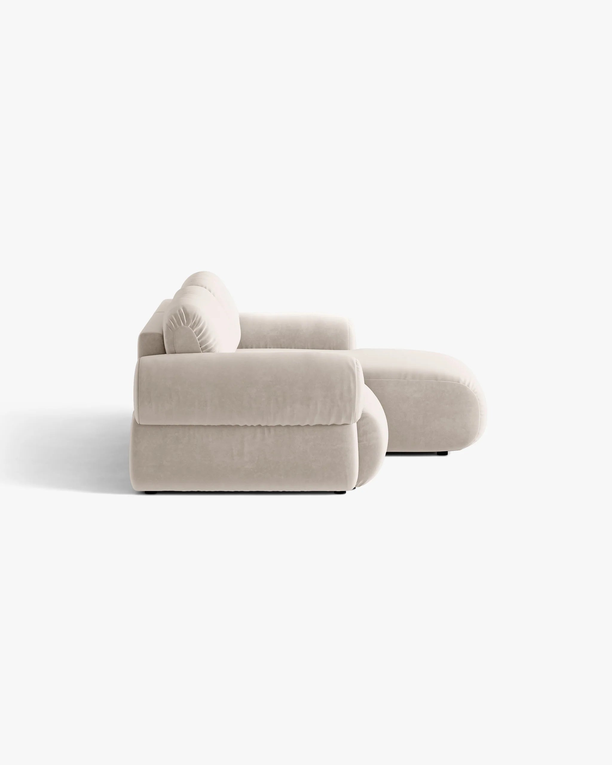 Beige Right-Hand Velvet Sofa for Two - OPHELIA