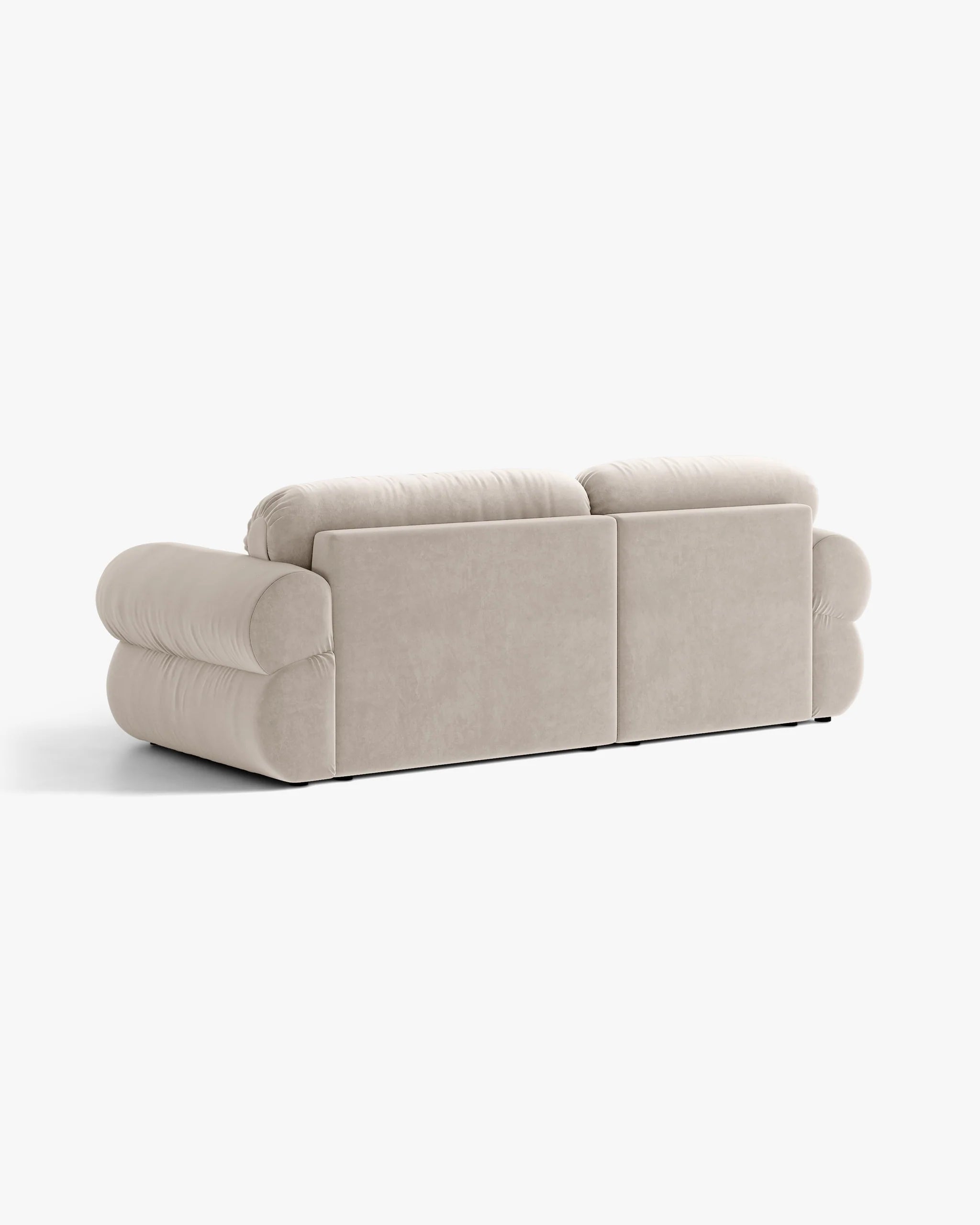 Beige Right-Hand Velvet Sofa for Two - OPHELIA
