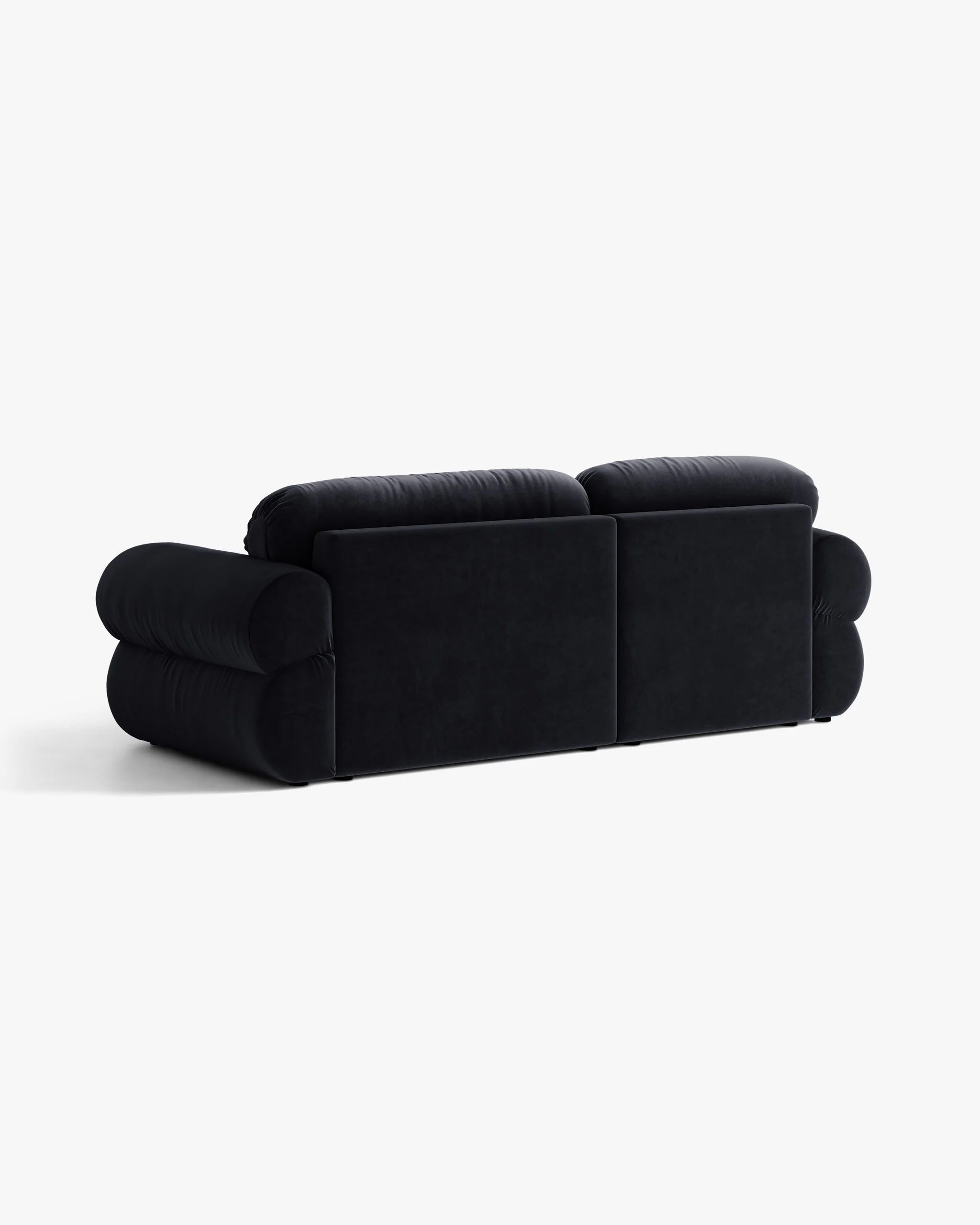 Right-facing velvet 2-seater corner sofa OPHELIA in royal blue