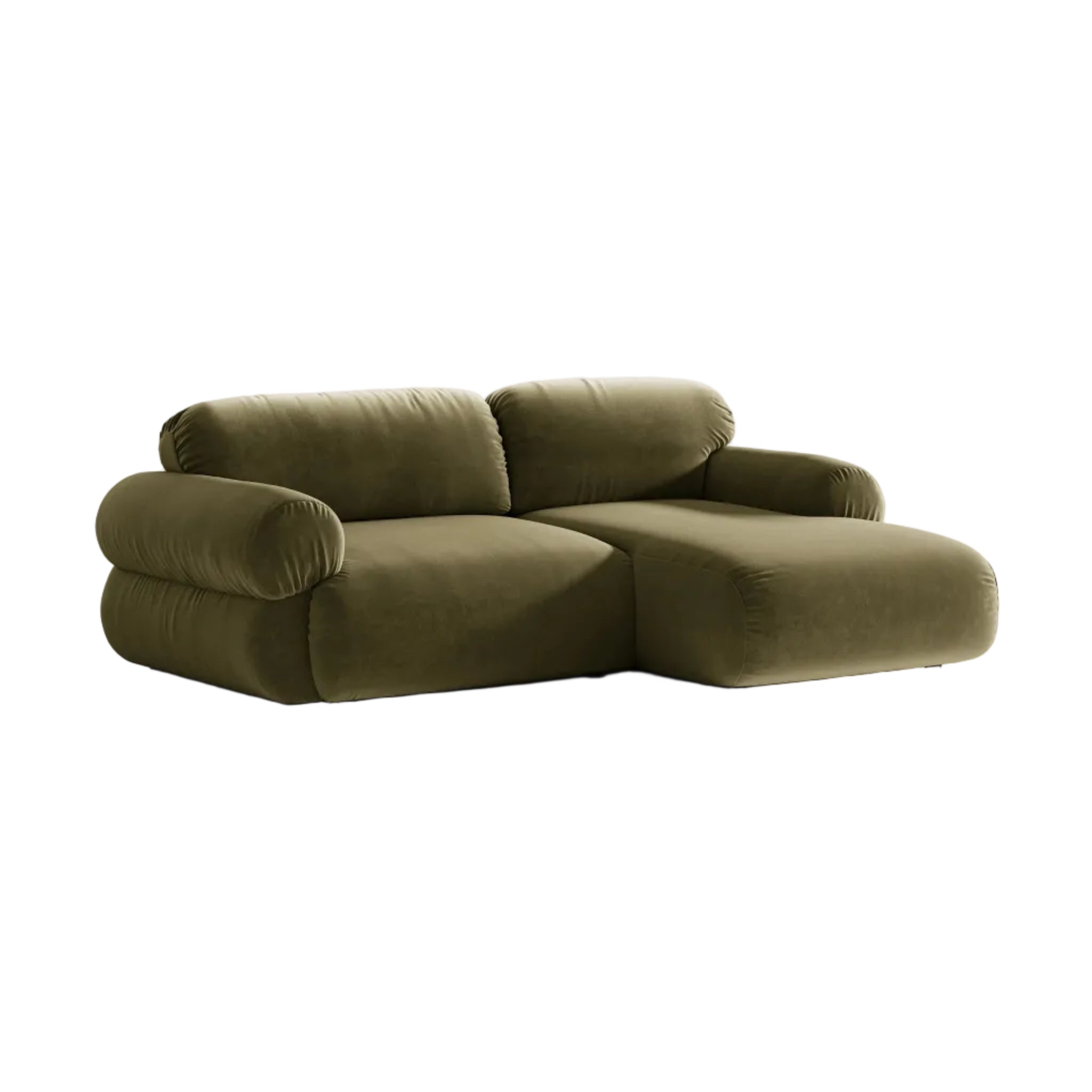 Olive Velvet Right-Handed Two-Seater Sofa OPHELIA