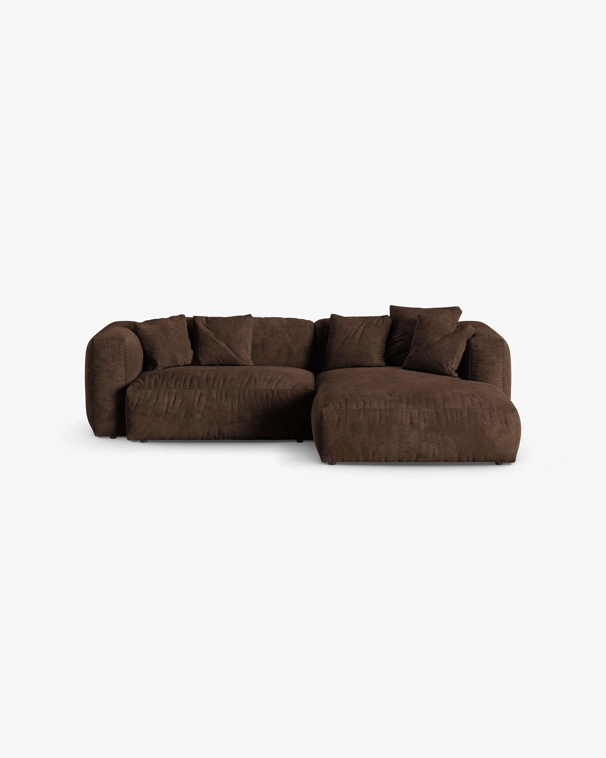 Right-Facing Velvet Corner Sofa for 2 MARTINA XL in Chocolate