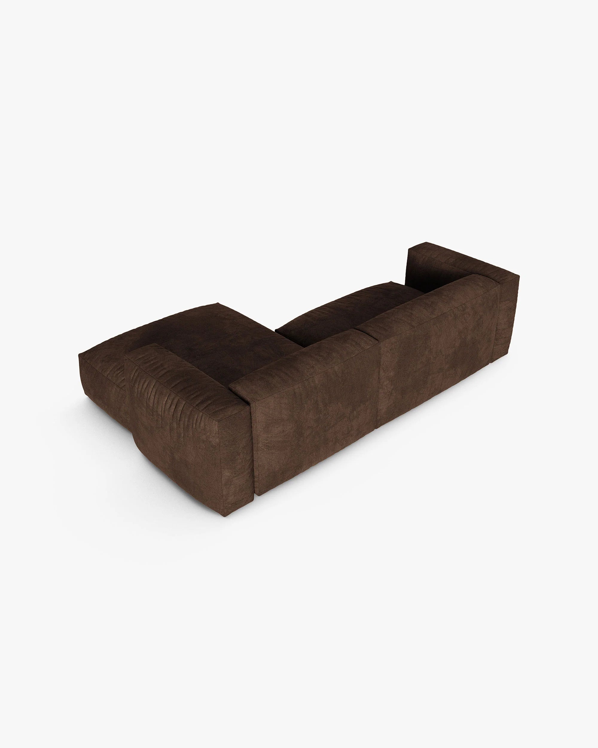 Right-Facing Velvet Corner Sofa for 2 MARTINA XL in Chocolate