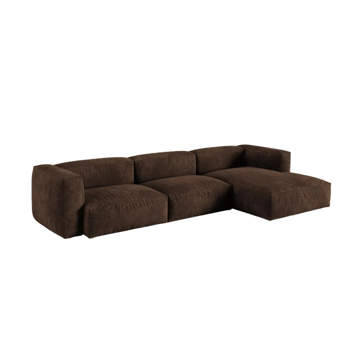 Right-facing 3-seater velvet sofa MARTINA XL chocolate