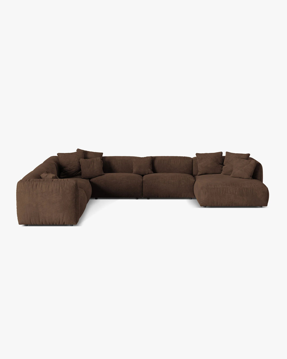 Panoramic Velvet Corner Sofa Left MARTINA XL Chocolate