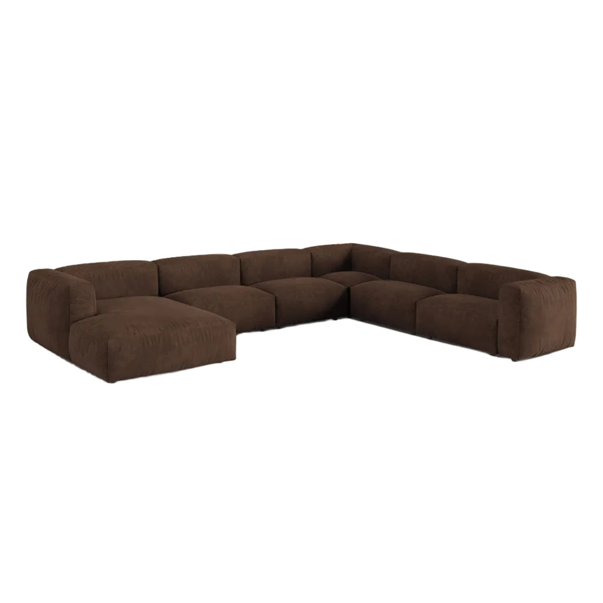 Panoramic velvet corner sofa right MARTINA chocolate