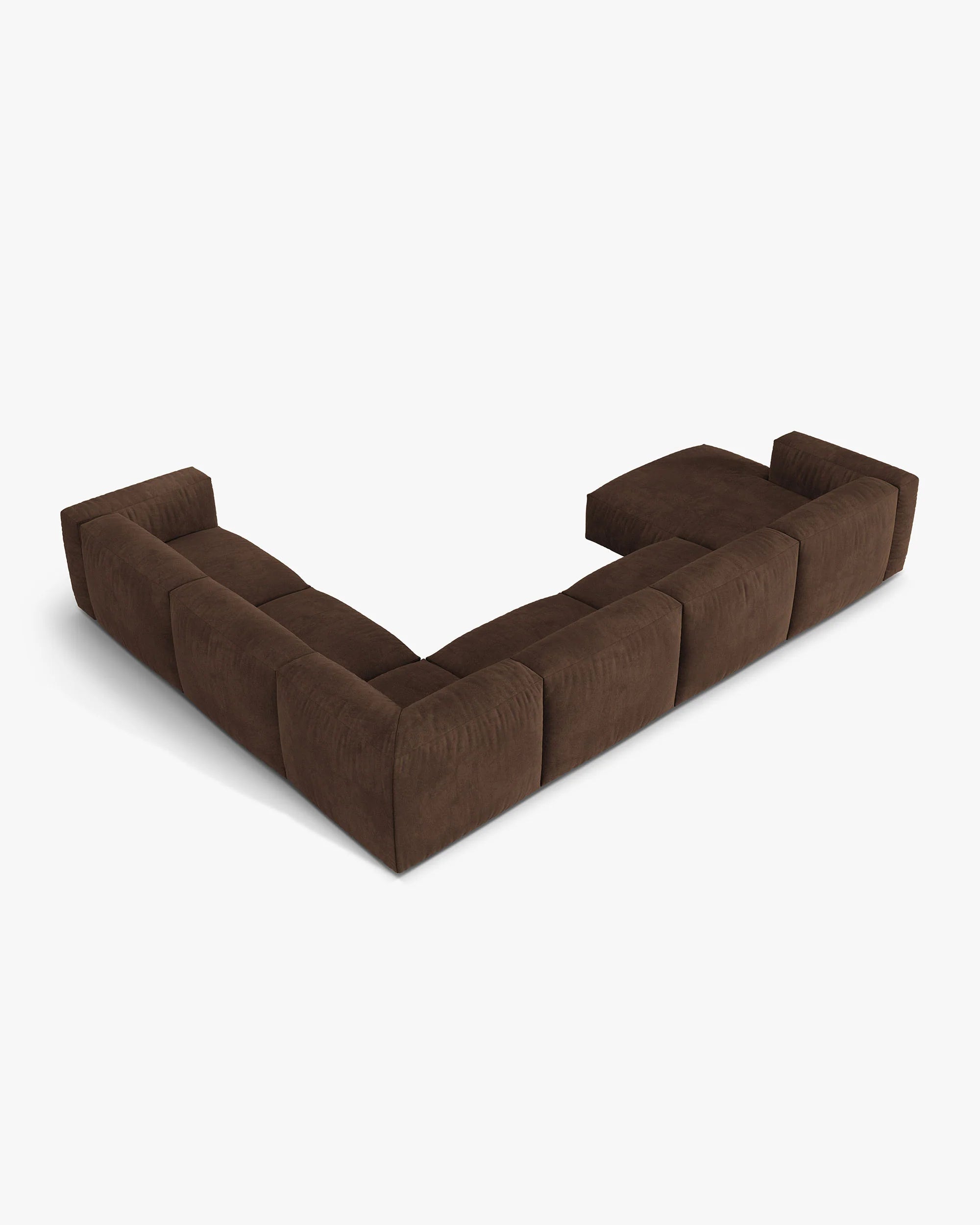 Panoramic velvet corner sofa right MARTINA chocolate