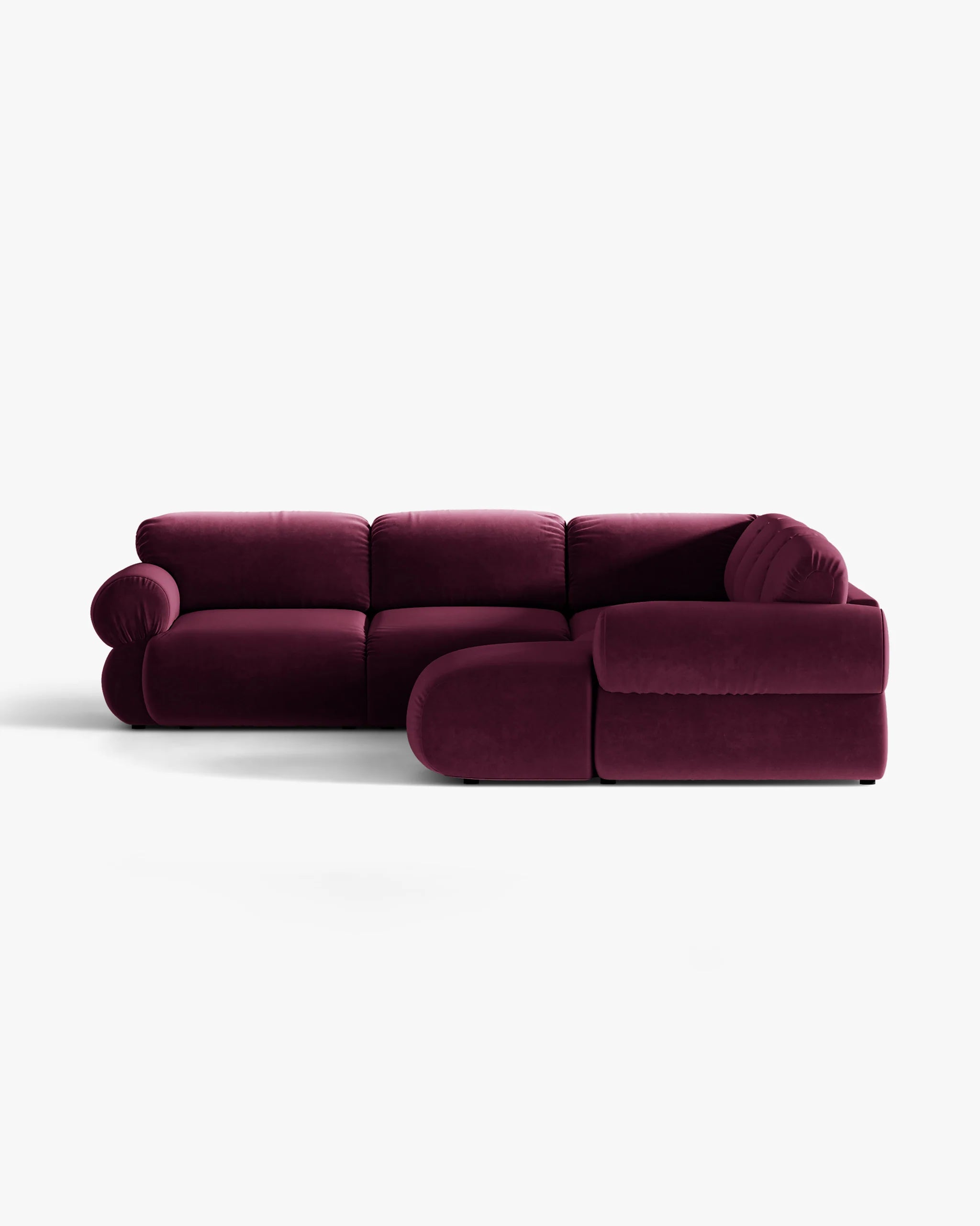 Panoramic Velvet Left-Arm Sofa OPHELIA in Burgundy