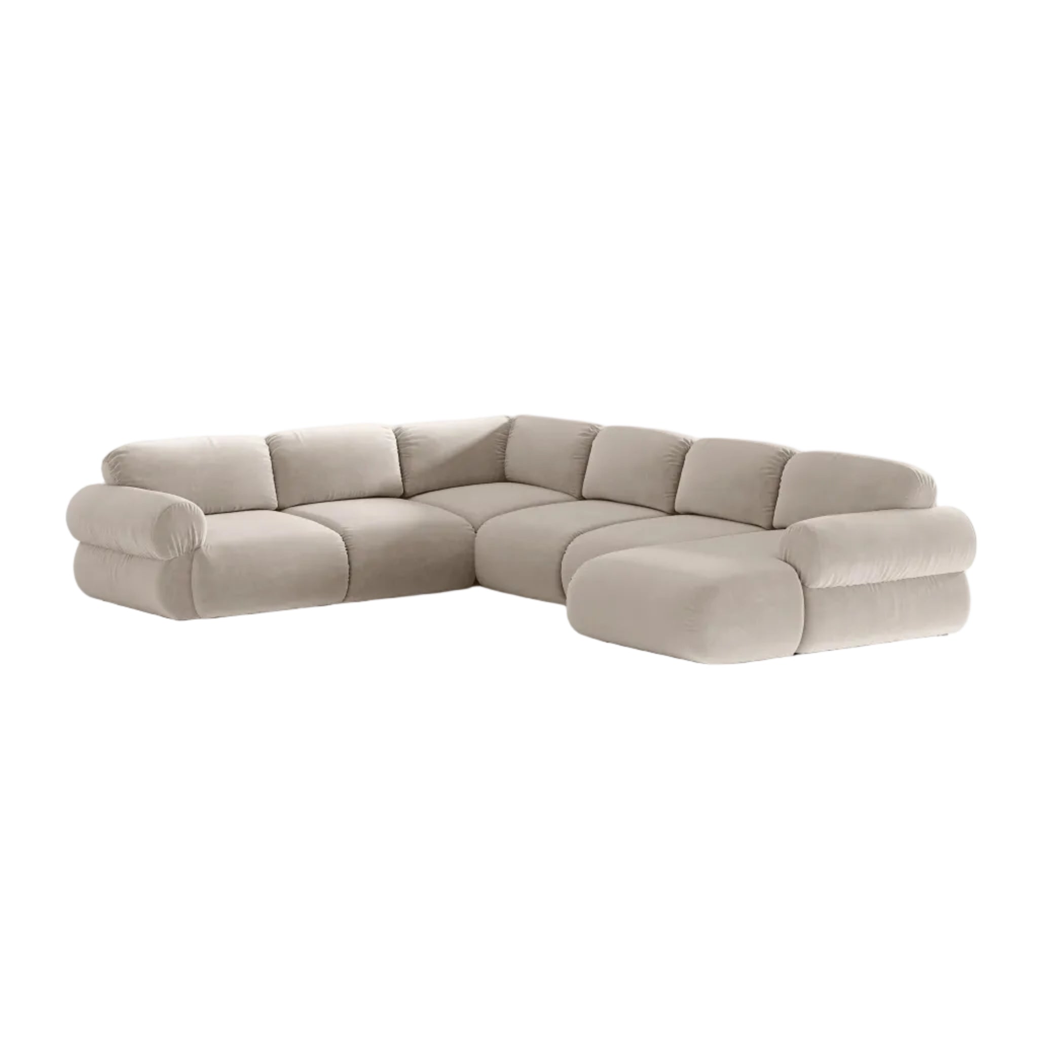 Panoramic Velvet Left-Arm Sofa OPHELIA in Beige