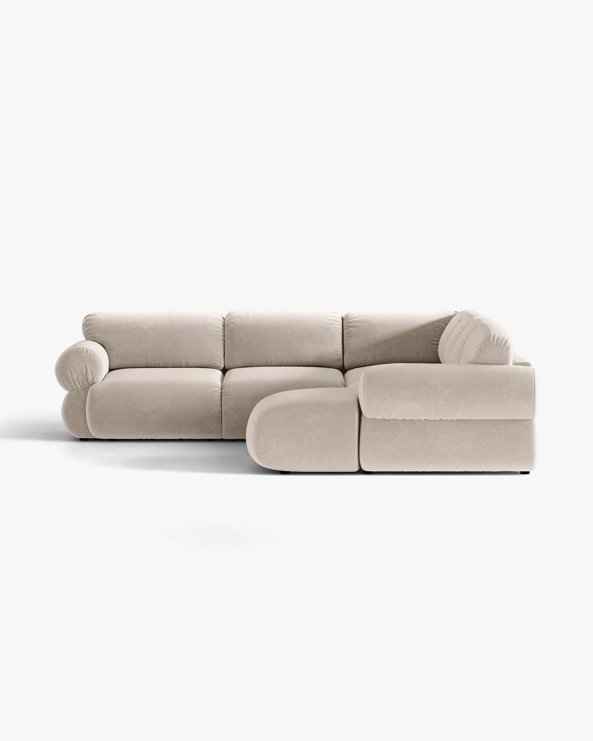Panoramic Velvet Left-Arm Sofa OPHELIA in Beige